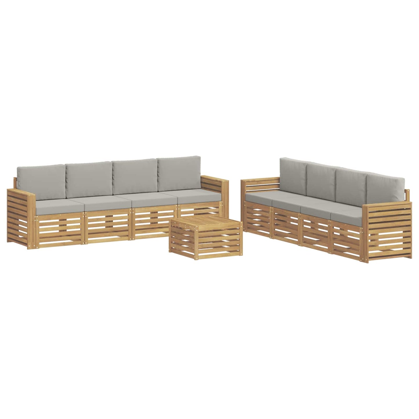 Sofa-Sets 9 pcs Wit en Lichtgrijs 59 x 59 x 37 cm Polyester
