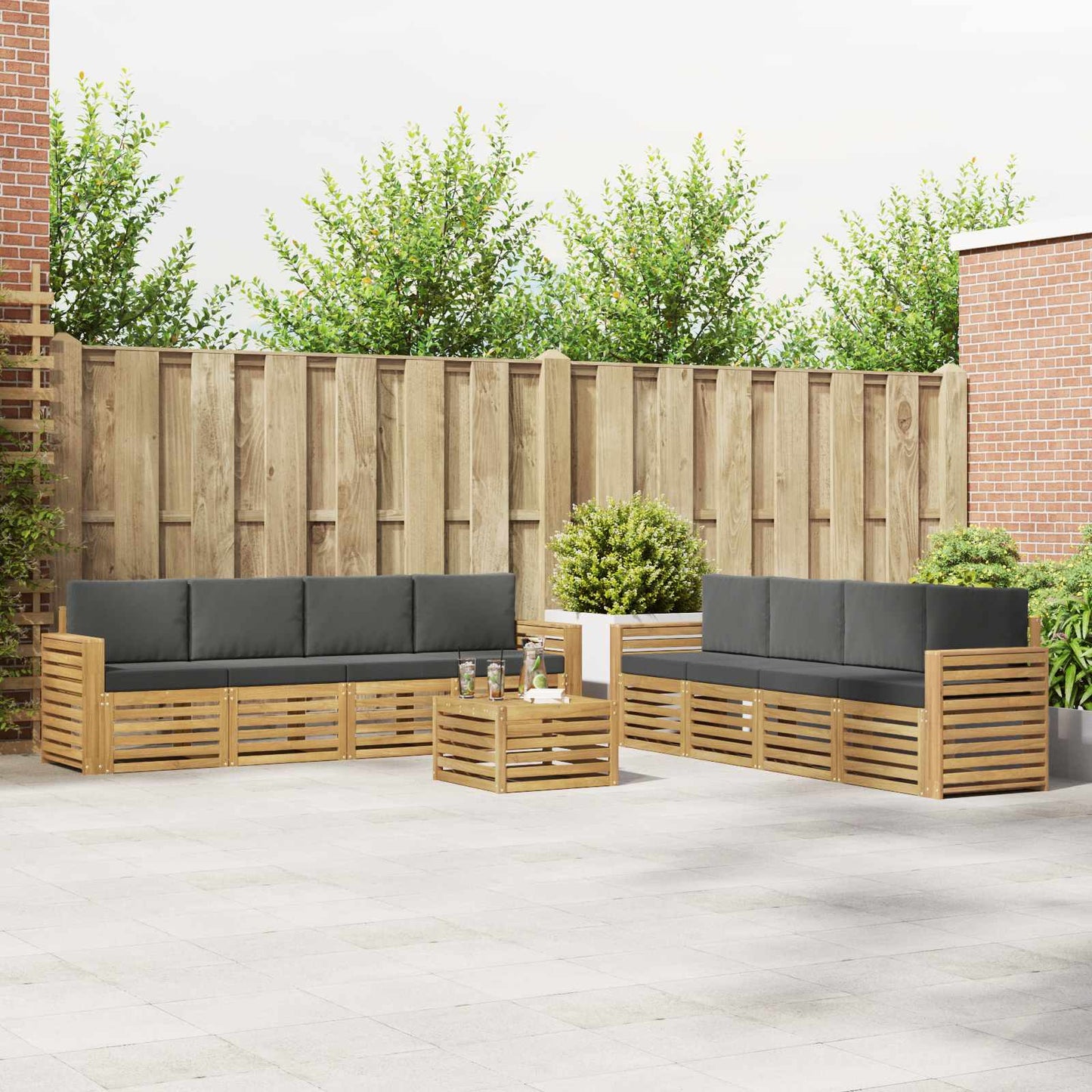 Sofa-Sets 9 pcs Wit en antracietkleurig 59 x 59 x 37 cm