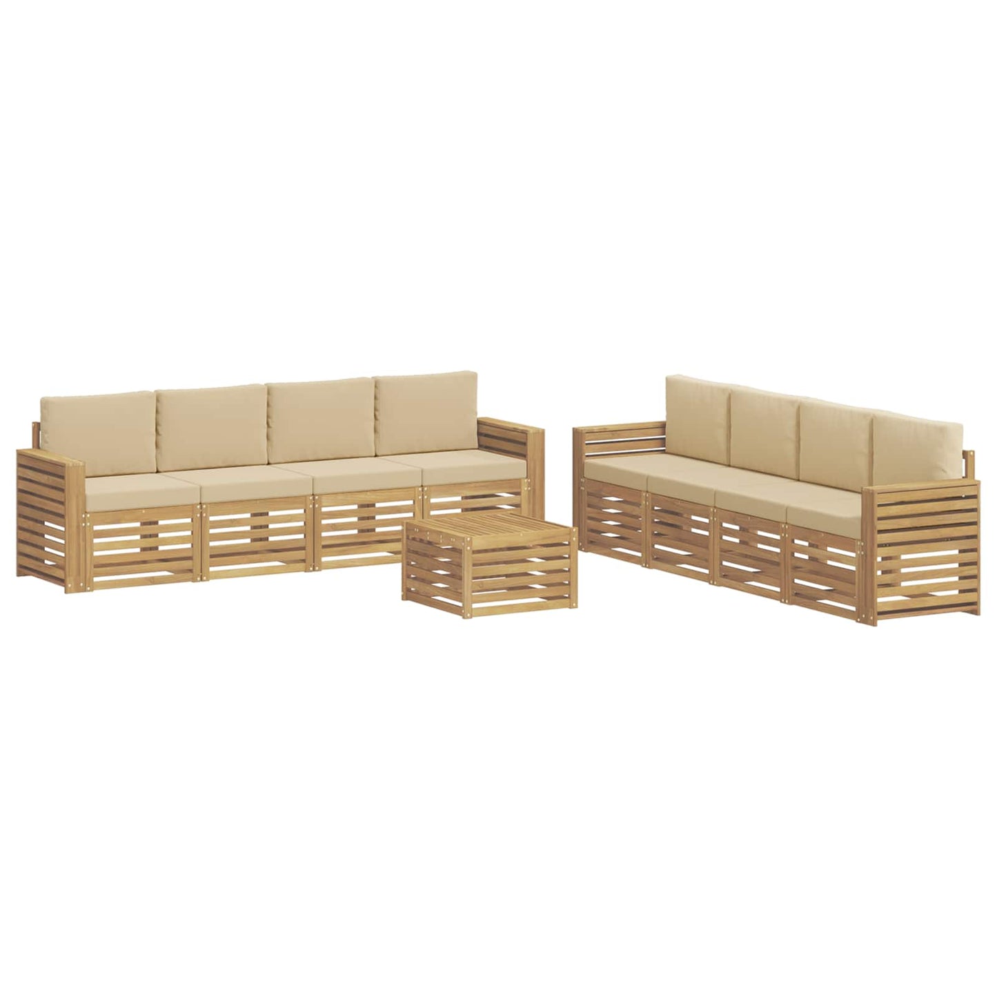 Sofa-Sets 9 pcs Wit en Beige 59 x 59 x 37 cm Polyester
