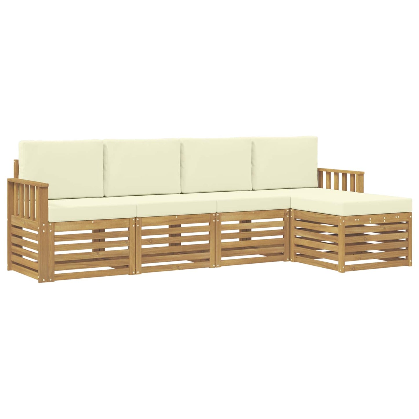 Buiten bankenset 5 pcs Wit en crèmekleurig 249 x 122,5 x 73 cm