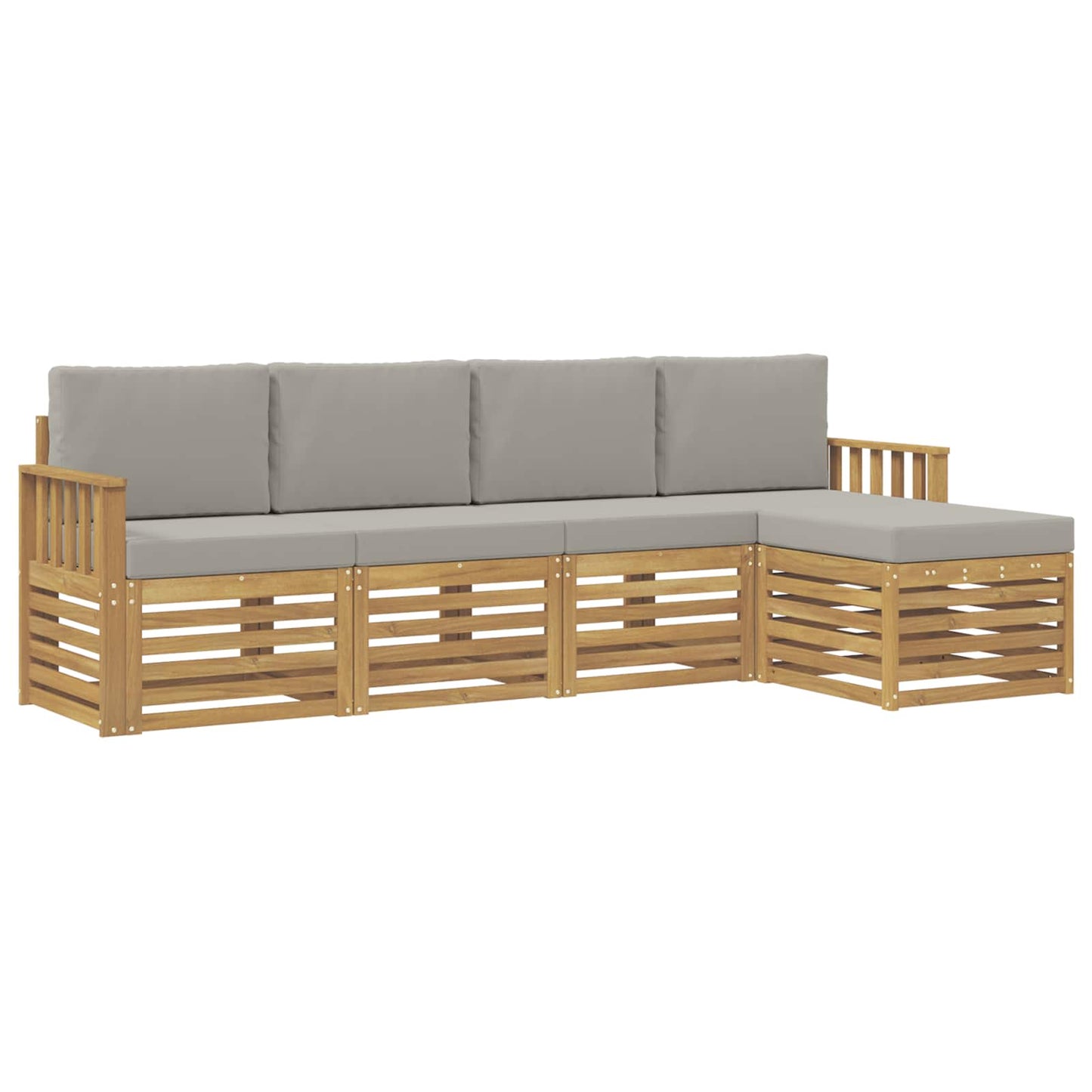 Buiten bankenset 5 pcs Wit en Lichtgrijs 249 x 122,5 x 73 cm