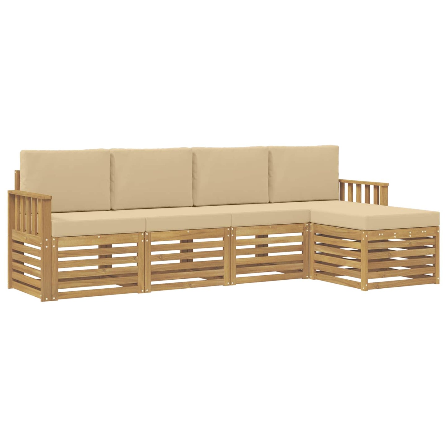 Buiten bankenset 5 pcs Wit en Beige 249 x 122,5 x 73 cm