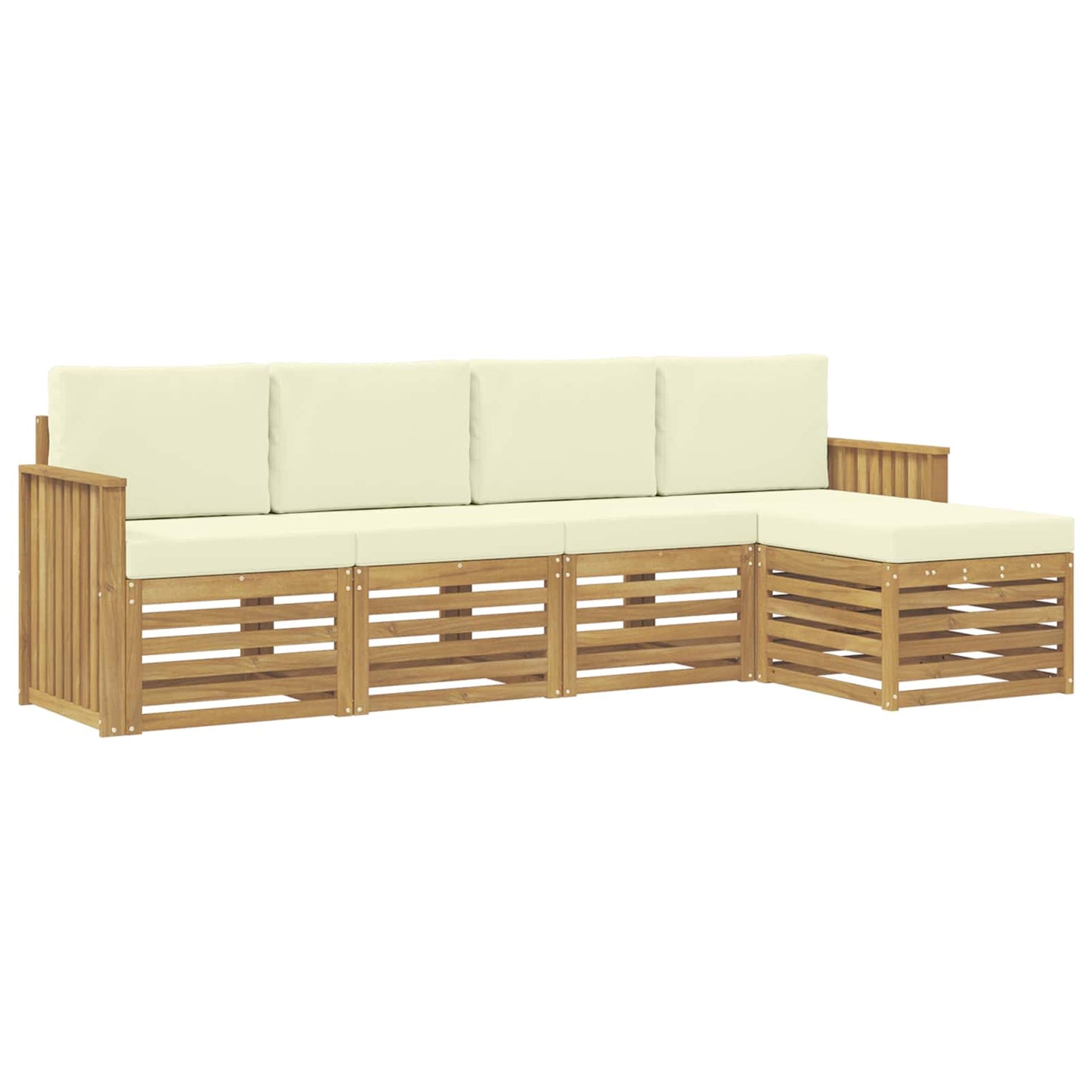 Buiten bankenset 5 pcs Wit en crèmekleurig 249 x 122,5 x 73 cm