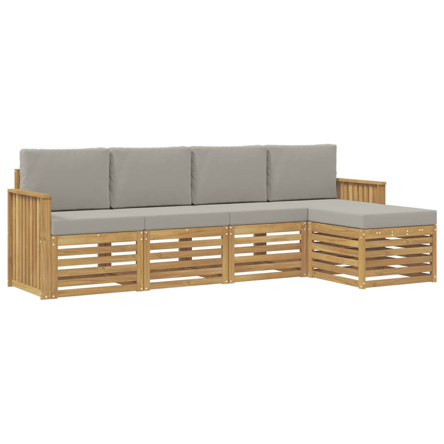 Buiten bankenset 5 pcs Wit en Lichtgrijs 249 x 122,5 x 73 cm