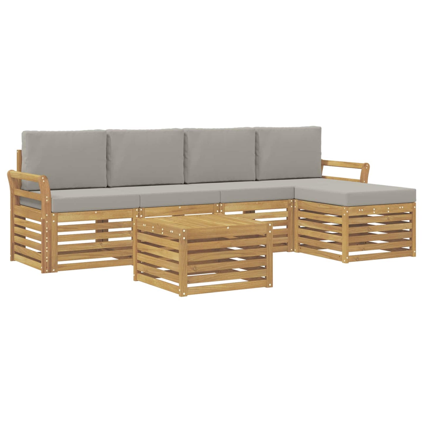 Buiten bankenset 6 pcs Wit en Lichtgrijs 59 x 59 x 37 cm