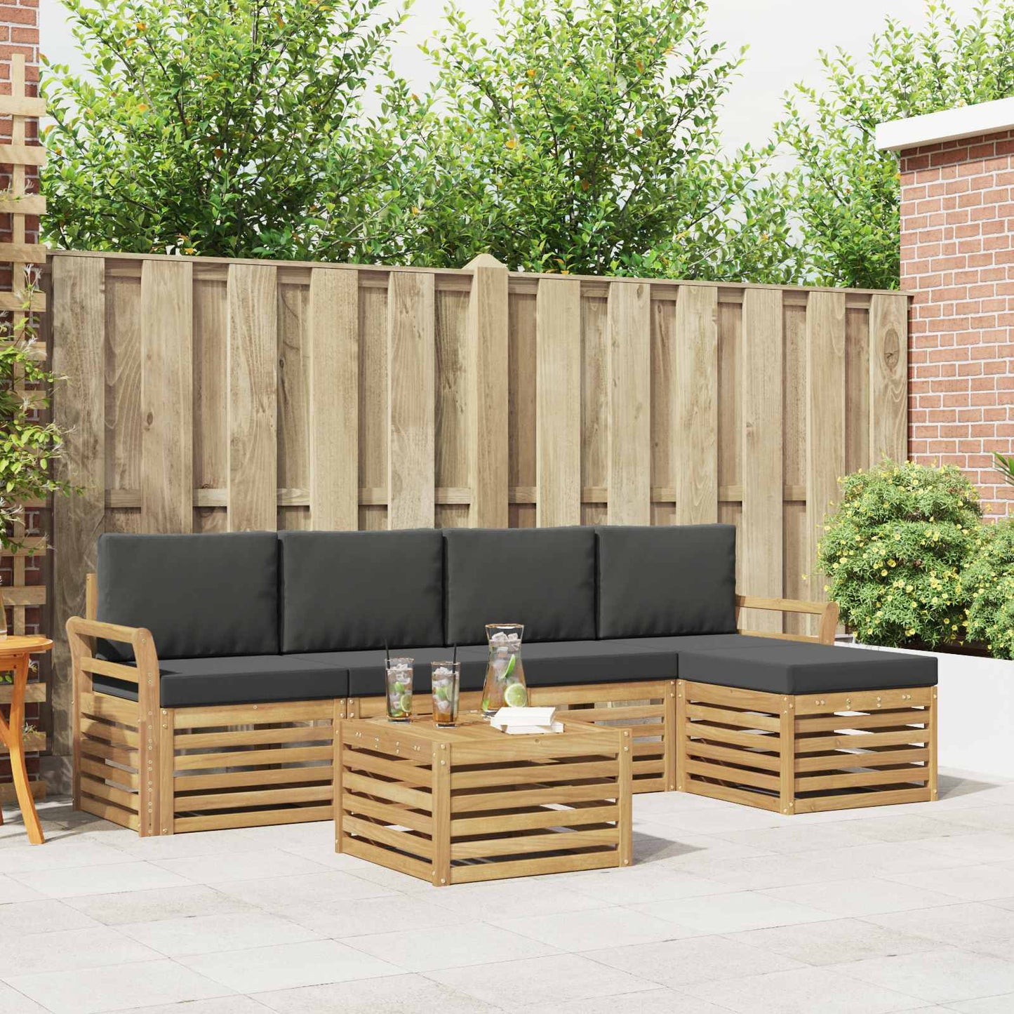 Buiten bankenset 6 pcs Wit en antracietkleurig 59 x 59 x 37 cm