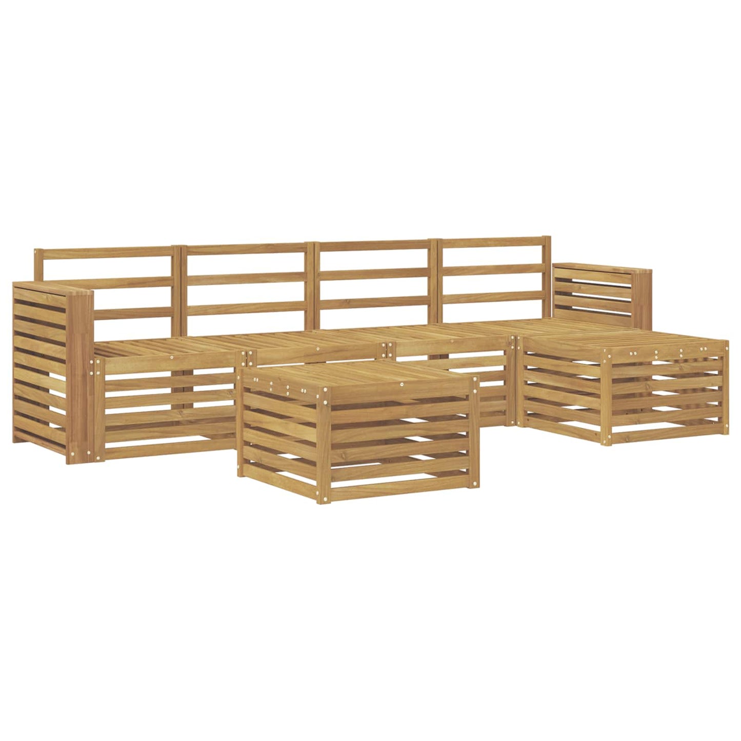 Buiten bankenset 6 pcs Wit 59 x 59 x 37 cm Massief Acaciahout