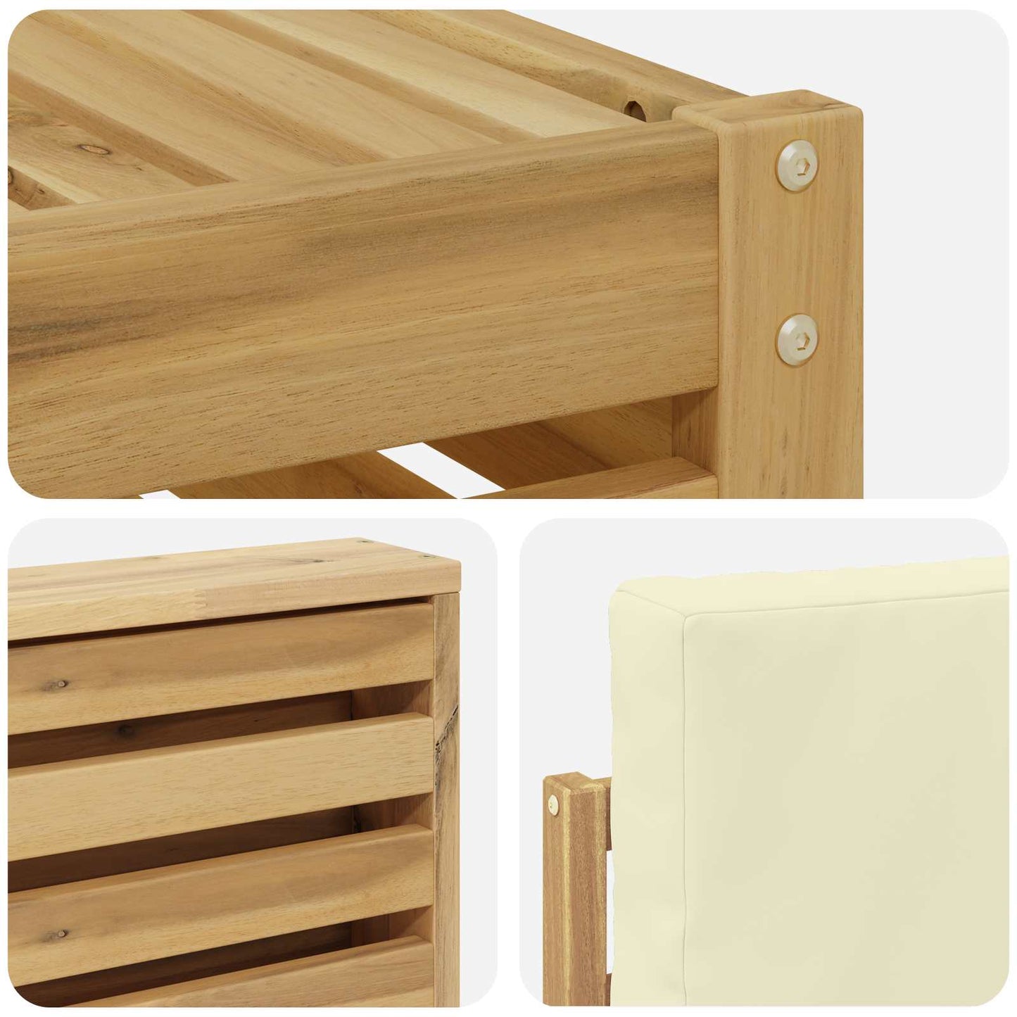 Buiten bankenset 6 pcs Wit en crèmekleurig 59 x 59 x 37 cm