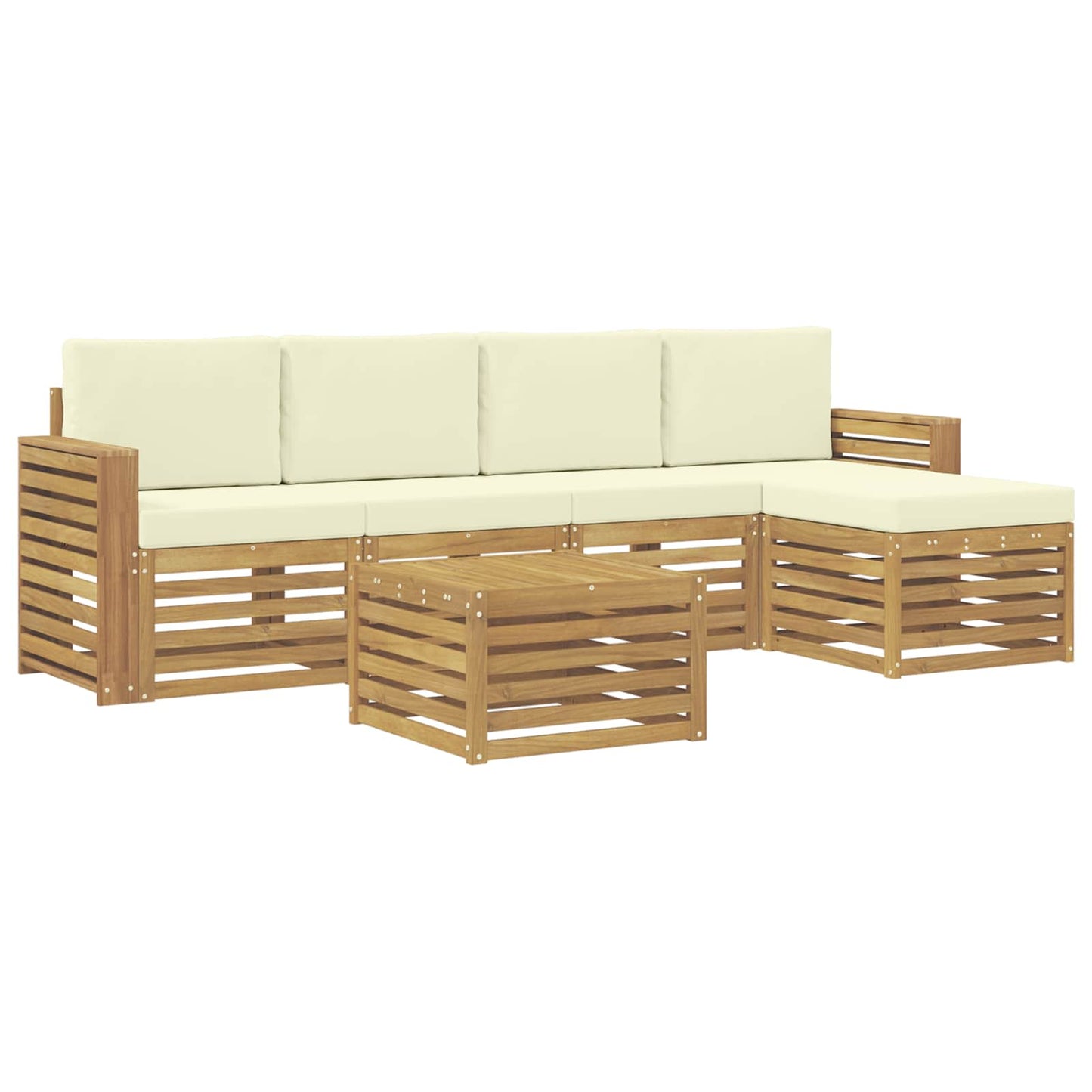 Buiten bankenset 6 pcs Wit en crèmekleurig 59 x 59 x 37 cm