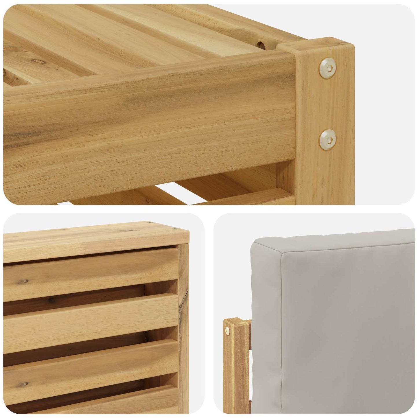 Buiten bankenset 6 pcs Wit en Lichtgrijs 59 x 59 x 37 cm