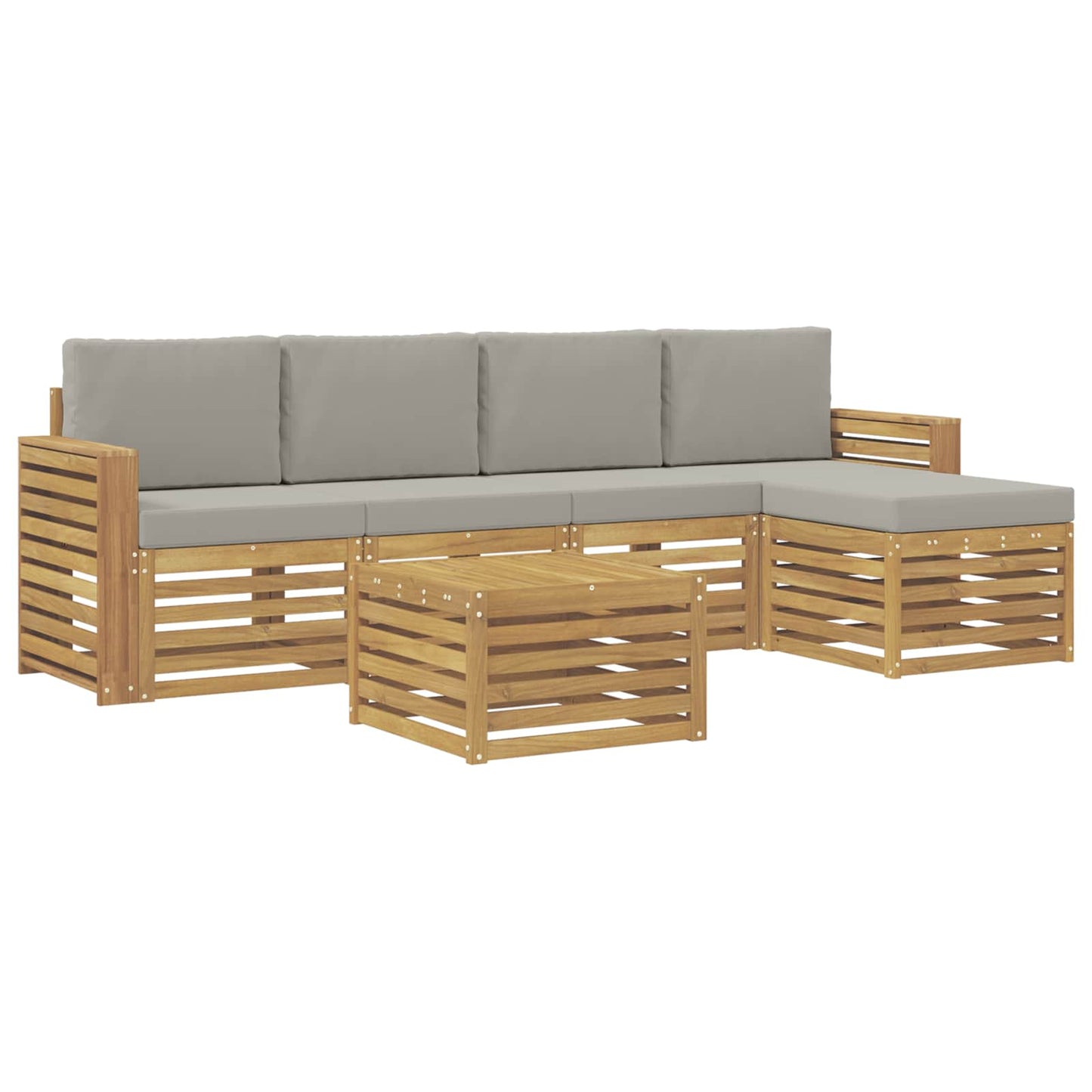 Buiten bankenset 6 pcs Wit en Lichtgrijs 59 x 59 x 37 cm