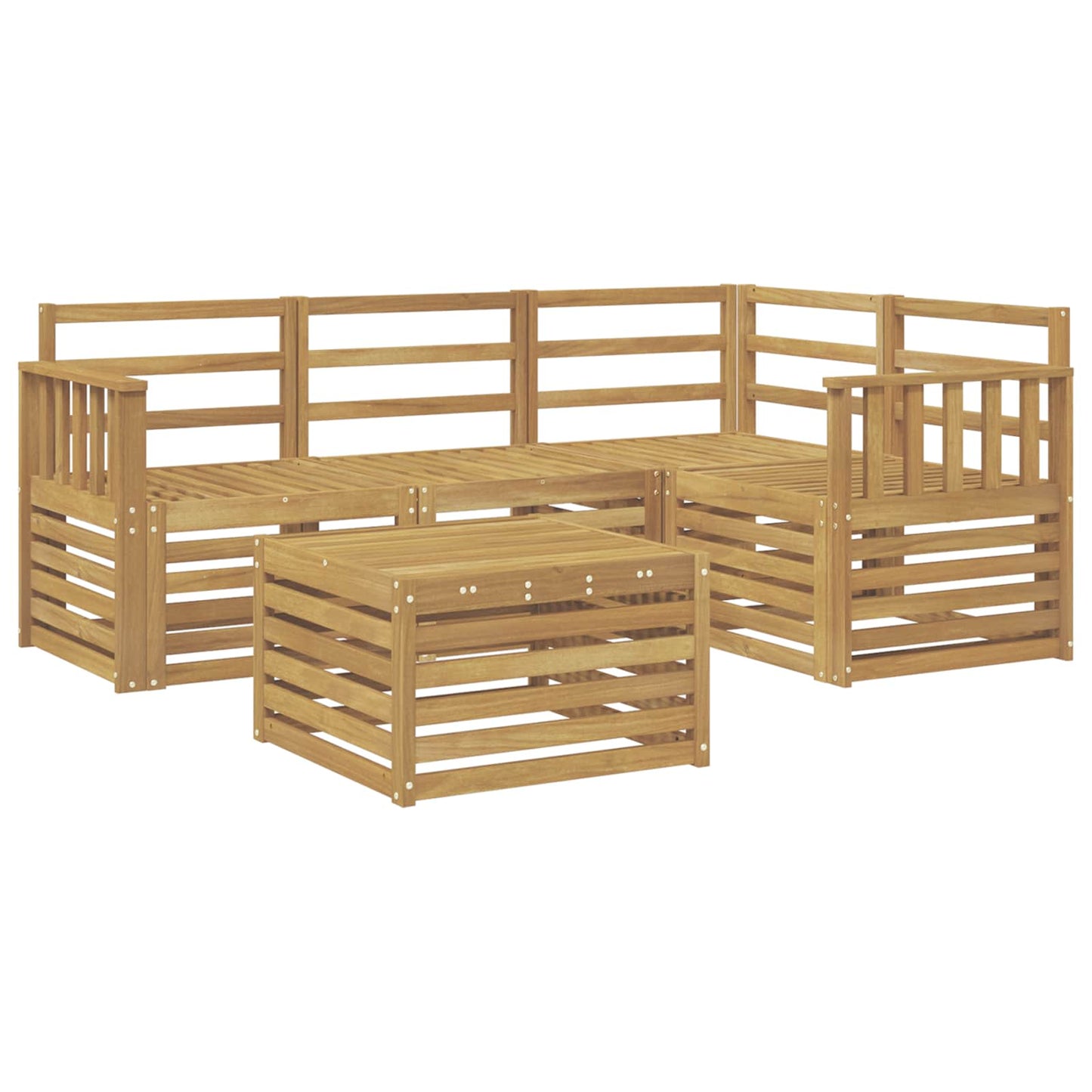 Buiten bankenset 5 pcs Wit 59 x 59 x 37 cm Massief Acaciahout