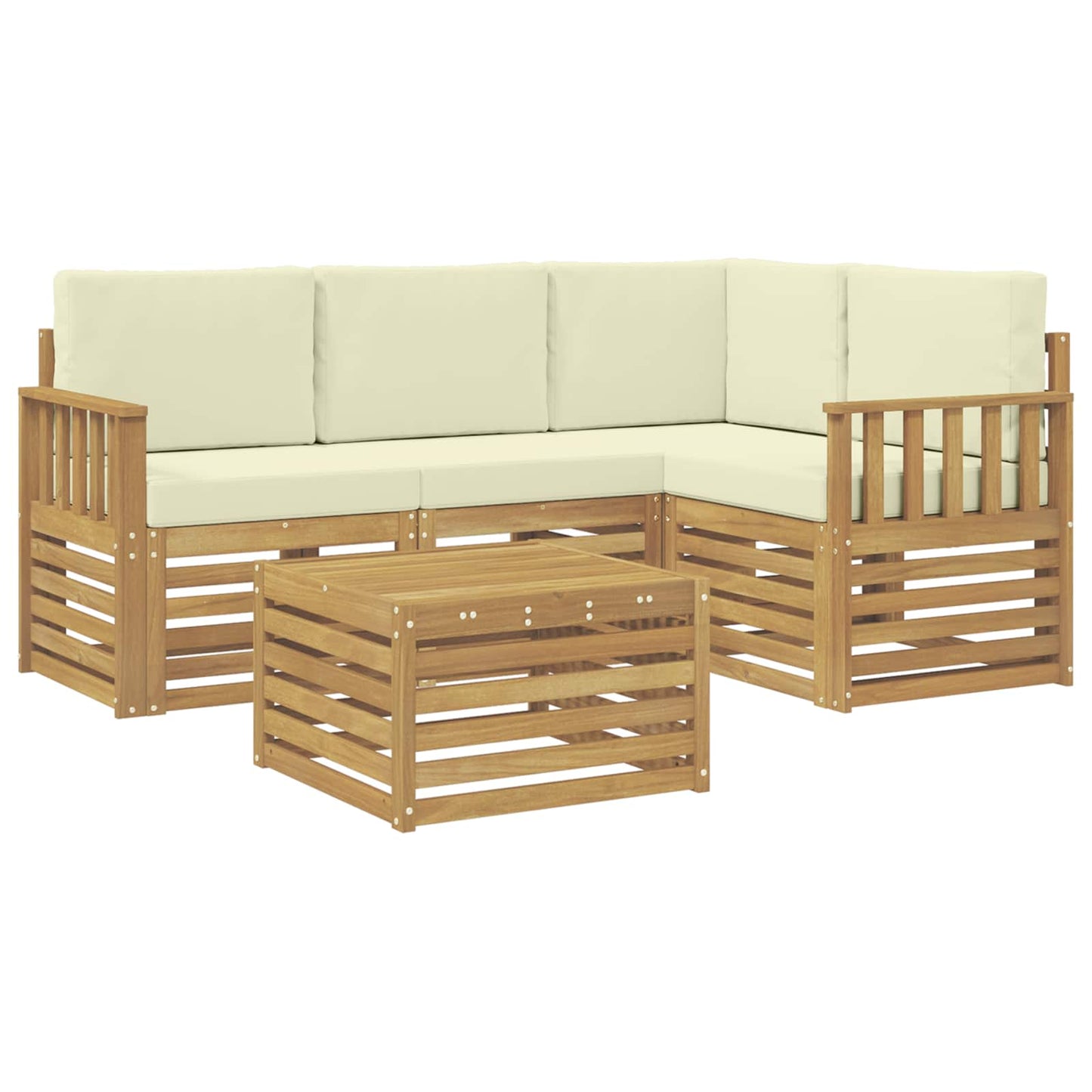 Buiten bankenset 5 pcs Wit en crèmekleurig 59 x 59 x 37 cm
