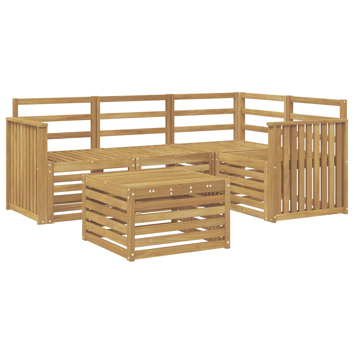 Buiten bankenset 5 pcs Wit 59 x 59 x 37 cm Massief Acaciahout