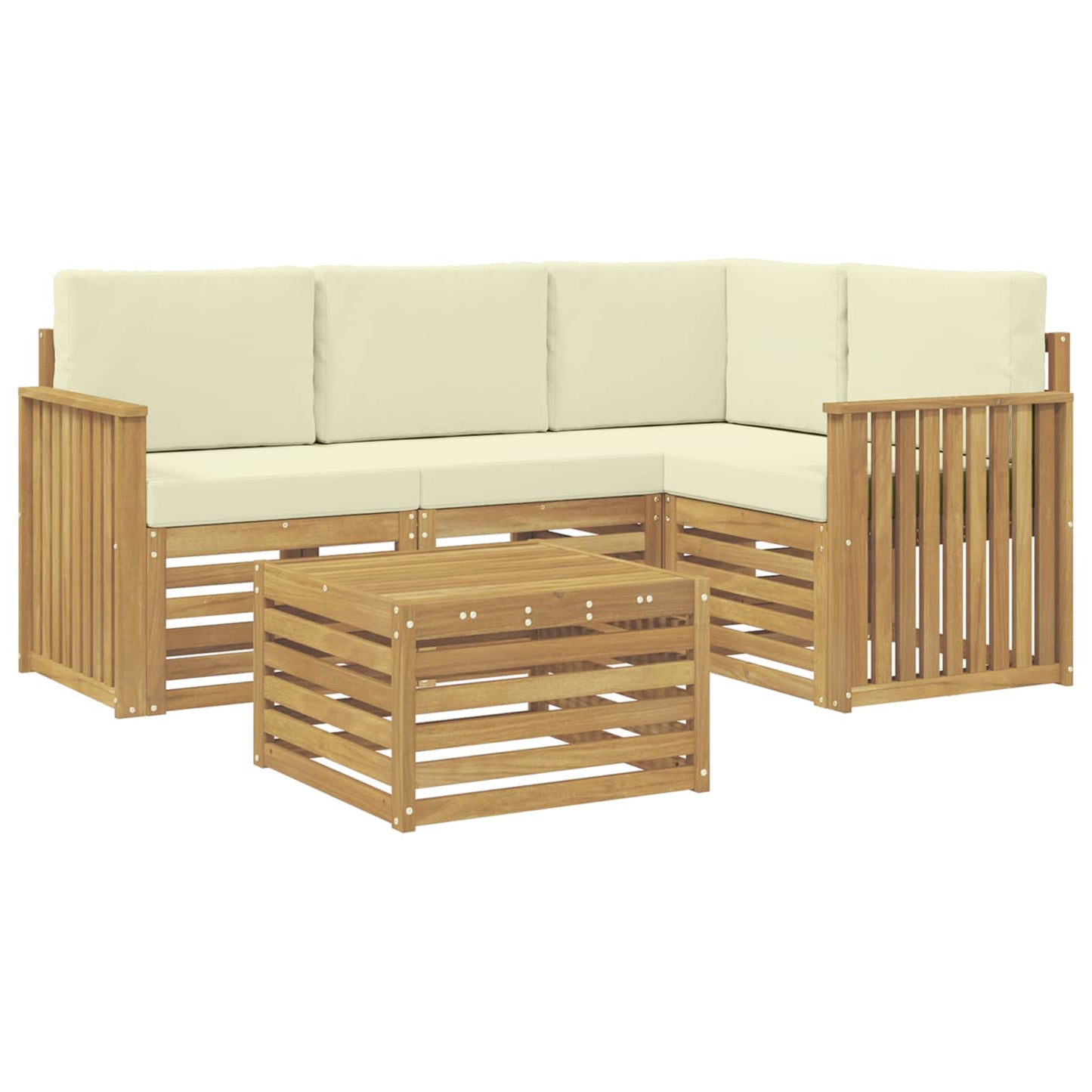 Buiten bankenset 5 pcs Wit en crèmekleurig 59 x 59 x 37 cm