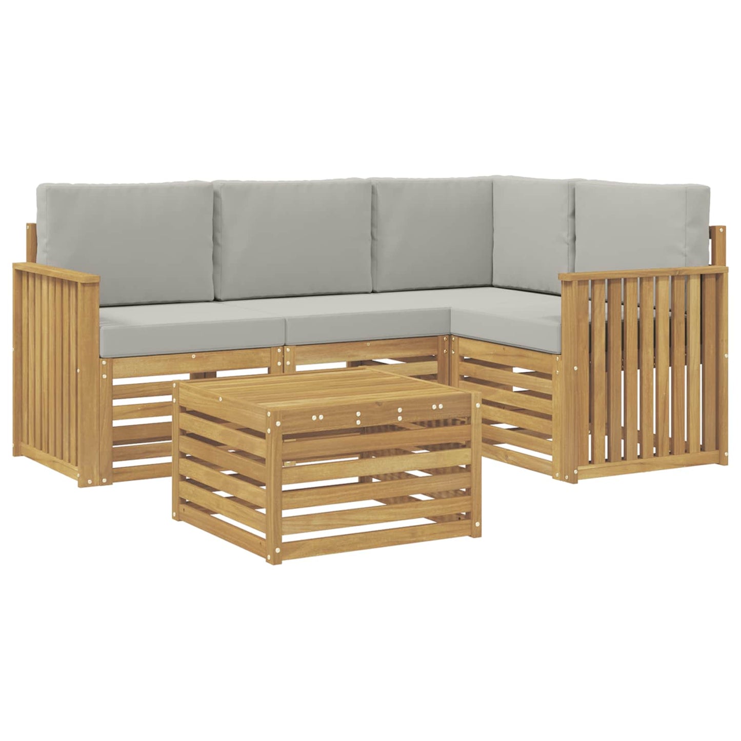 Buiten bankenset 5 pcs Wit en Lichtgrijs 59 x 59 x 37 cm