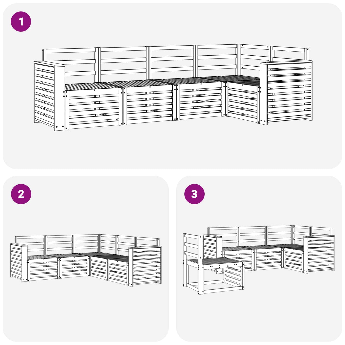 Buiten bankenset 5 pcs Wit 251 x 132,5 x 73 cm