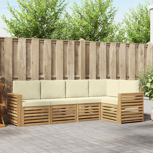 Buiten bankenset 5 pcs Wit en crèmekleurig 251 x 132,5 x 73 cm is nu te koop bij PeponiXL, paradijselijk wonen!