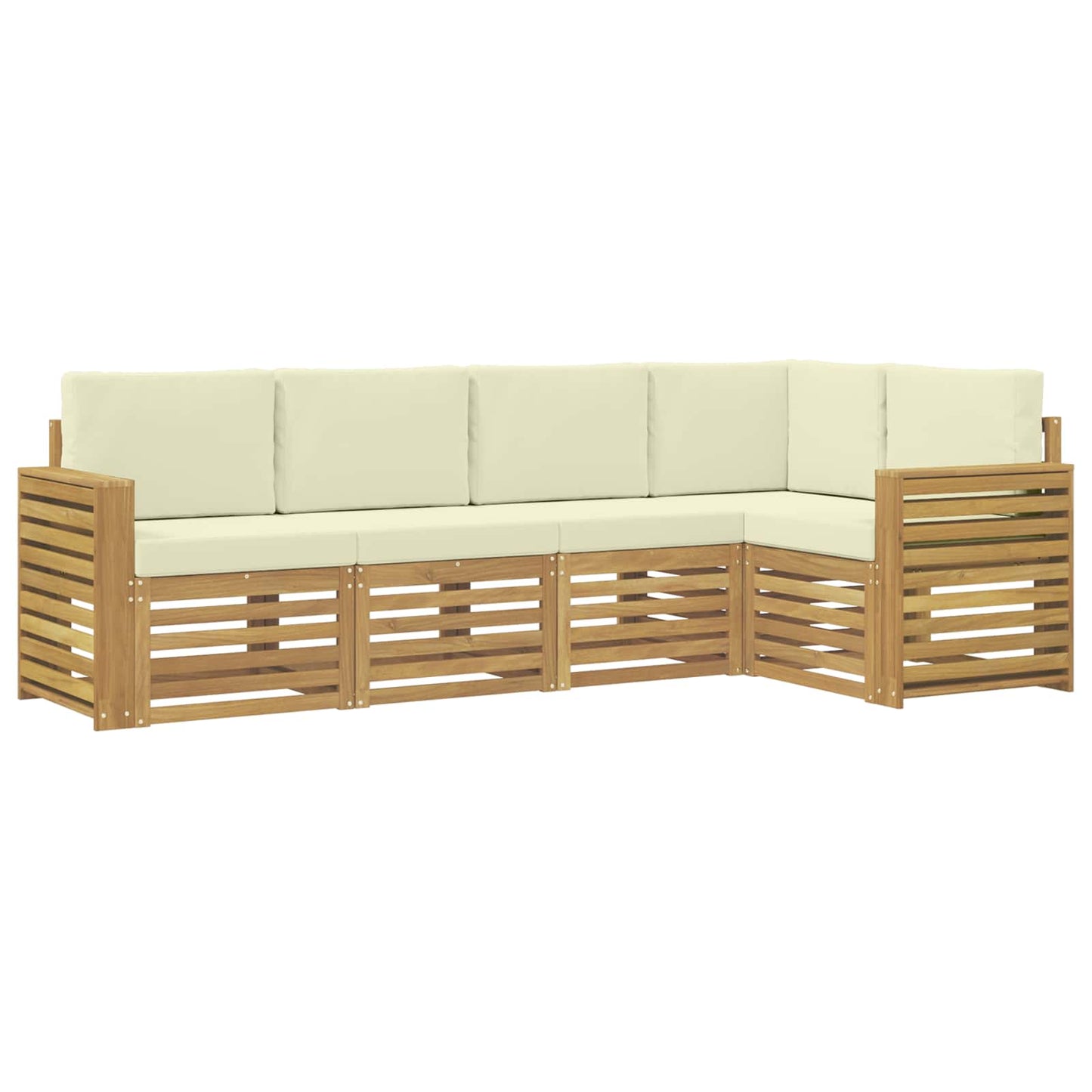 Buiten bankenset 5 pcs Wit en crèmekleurig 251 x 132,5 x 73 cm