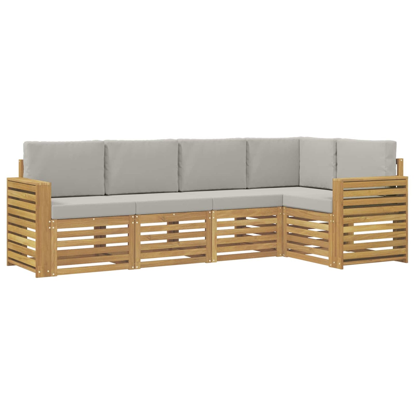 Buiten bankenset 5 pcs Wit en Lichtgrijs 251 x 132,5 x 73 cm