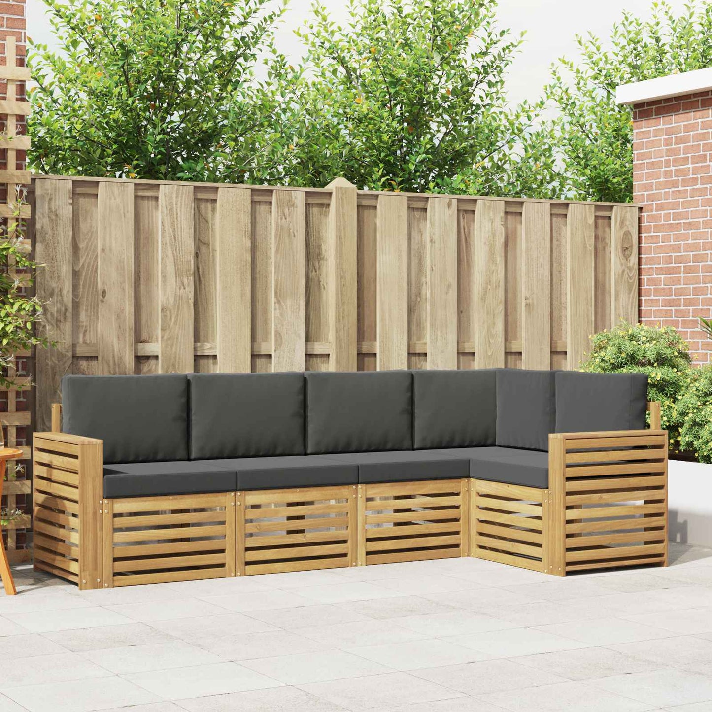 Buiten bankenset 5 pcs Wit en antracietkleurig