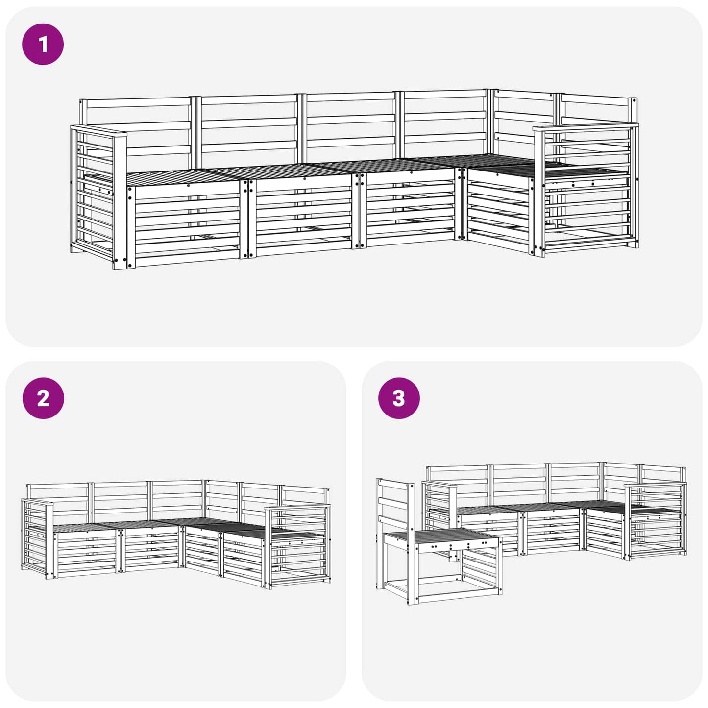 Buiten bankenset 5 pcs Wit 247 x 128,5 x 73 cm