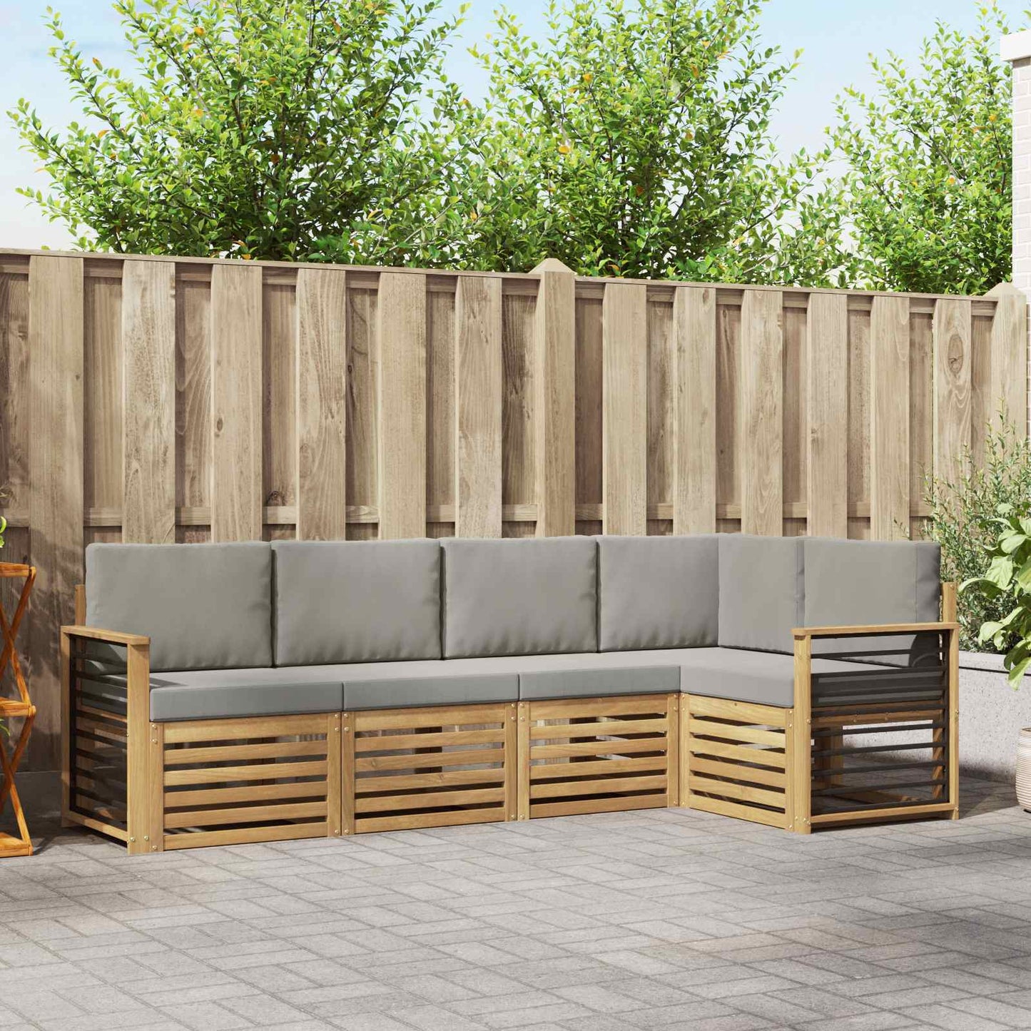 Buiten bankenset 5 pcs Wit en Lichtgrijs 247 x 128,5 x 73 cm