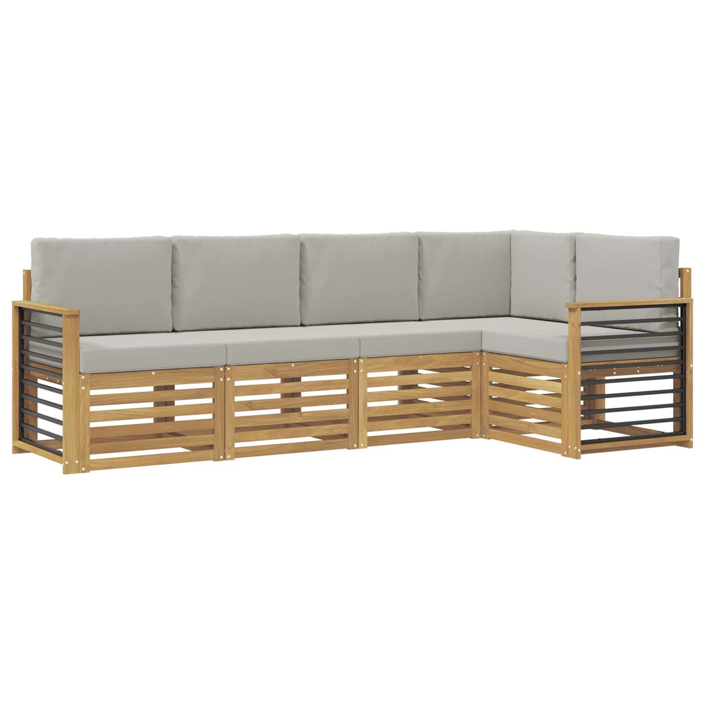Buiten bankenset 5 pcs Wit en Lichtgrijs 247 x 128,5 x 73 cm