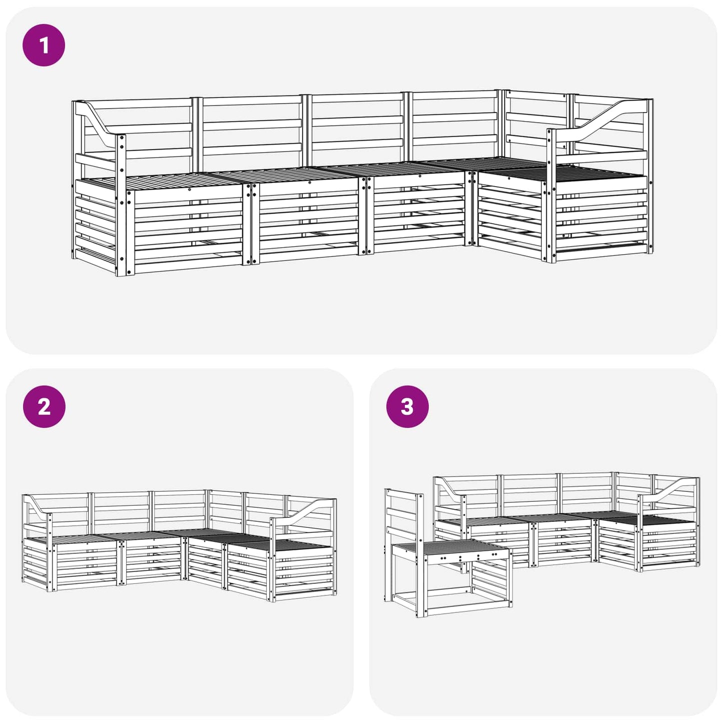 Buiten bankenset 5 pcs Wit 245 x 126,5 x 73 cm