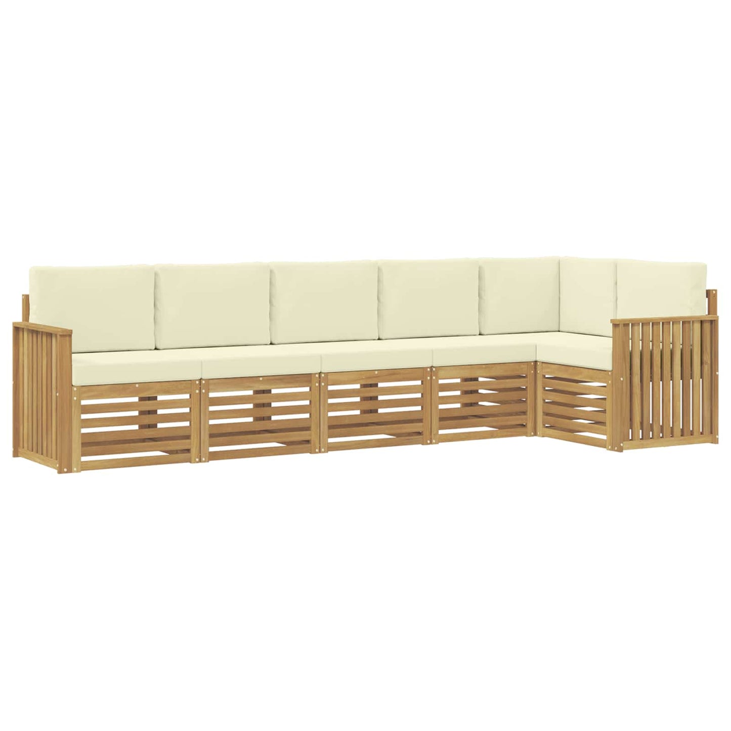 Buiten bankenset 6 pcs Wit en crèmekleurig 306 x 128,5 x 73 cm