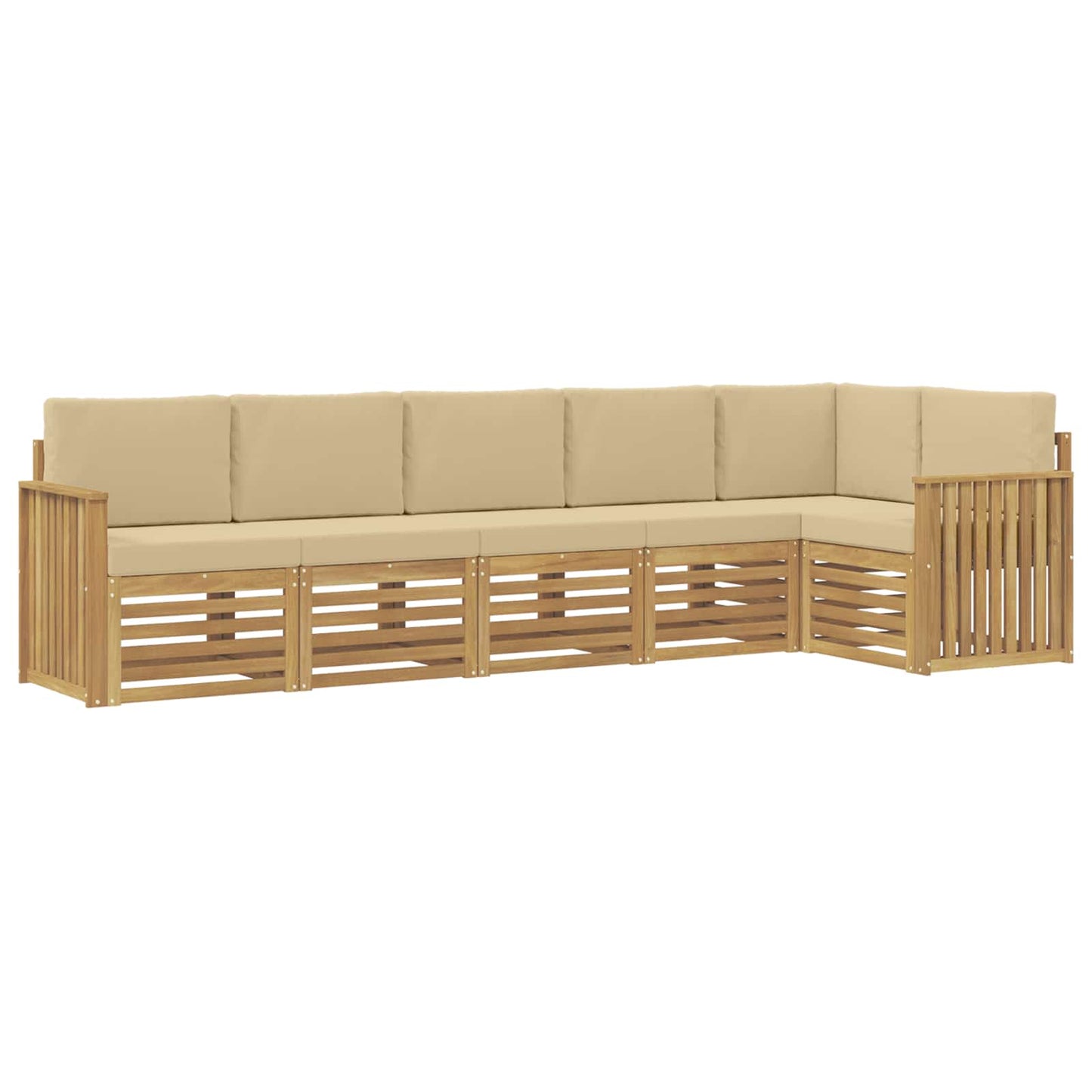Buiten bankenset 6 pcs Wit en Beige 306 x 128,5 x 73 cm