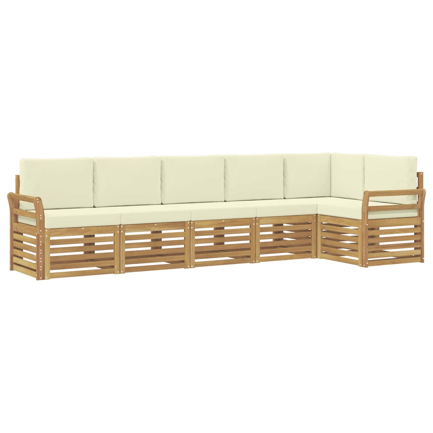 Buiten bankenset 6 pcs Wit en crèmekleurig 308 x 130,5 x 73 cm
