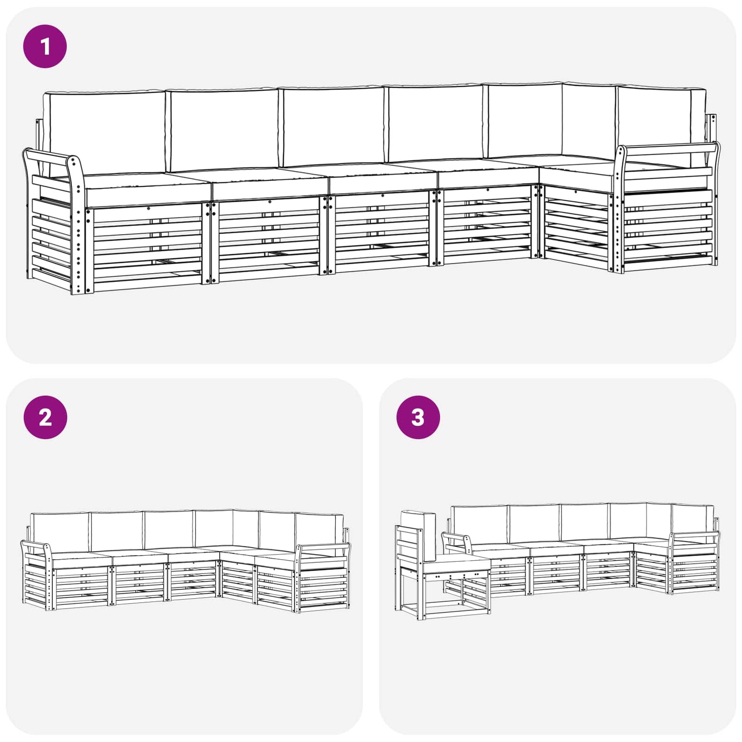 Buiten bankenset 6 pcs Wit en crèmekleurig 308 x 130,5 x 73 cm