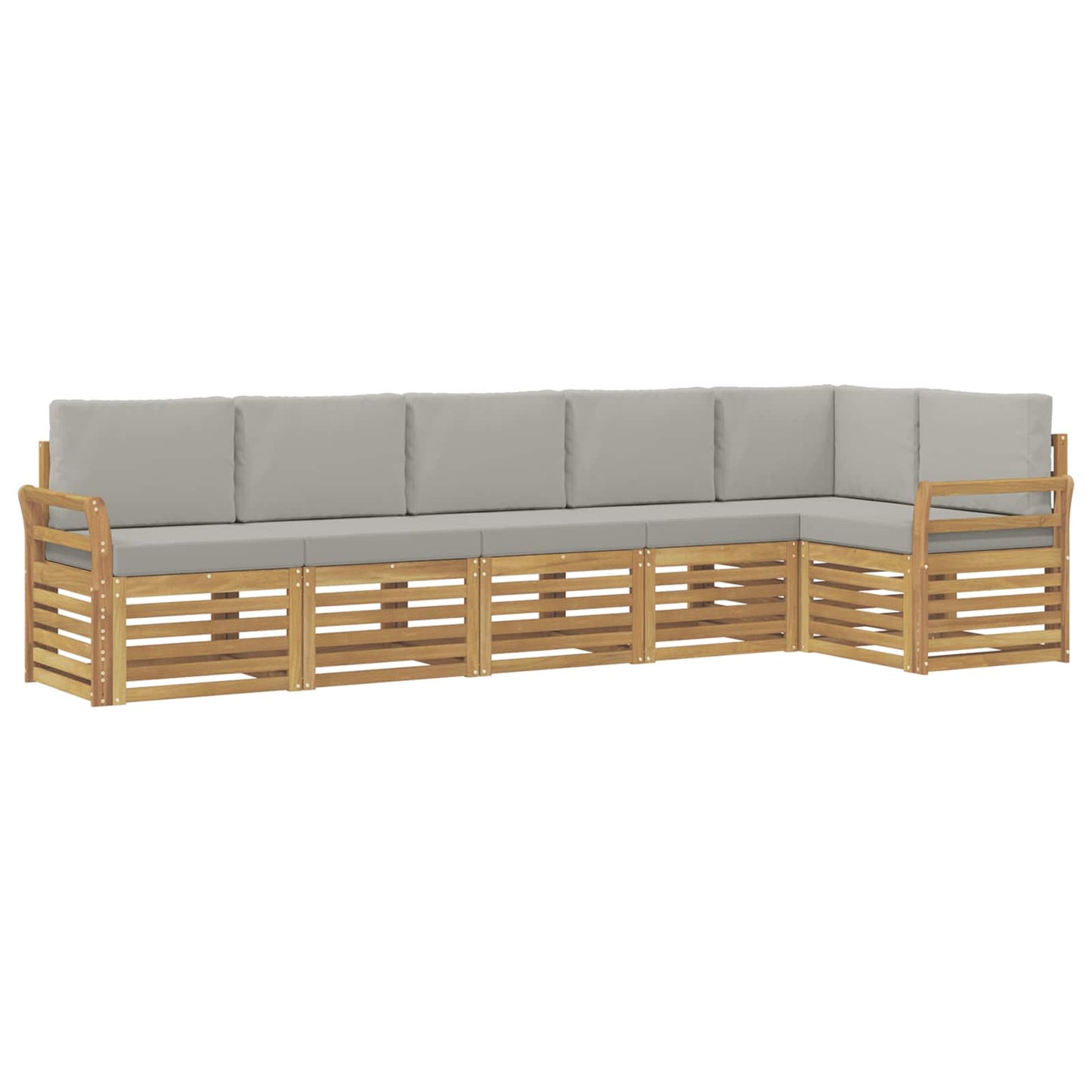 Buiten bankenset 6 pcs Wit en Lichtgrijs 308 x 130,5 x 73 cm
