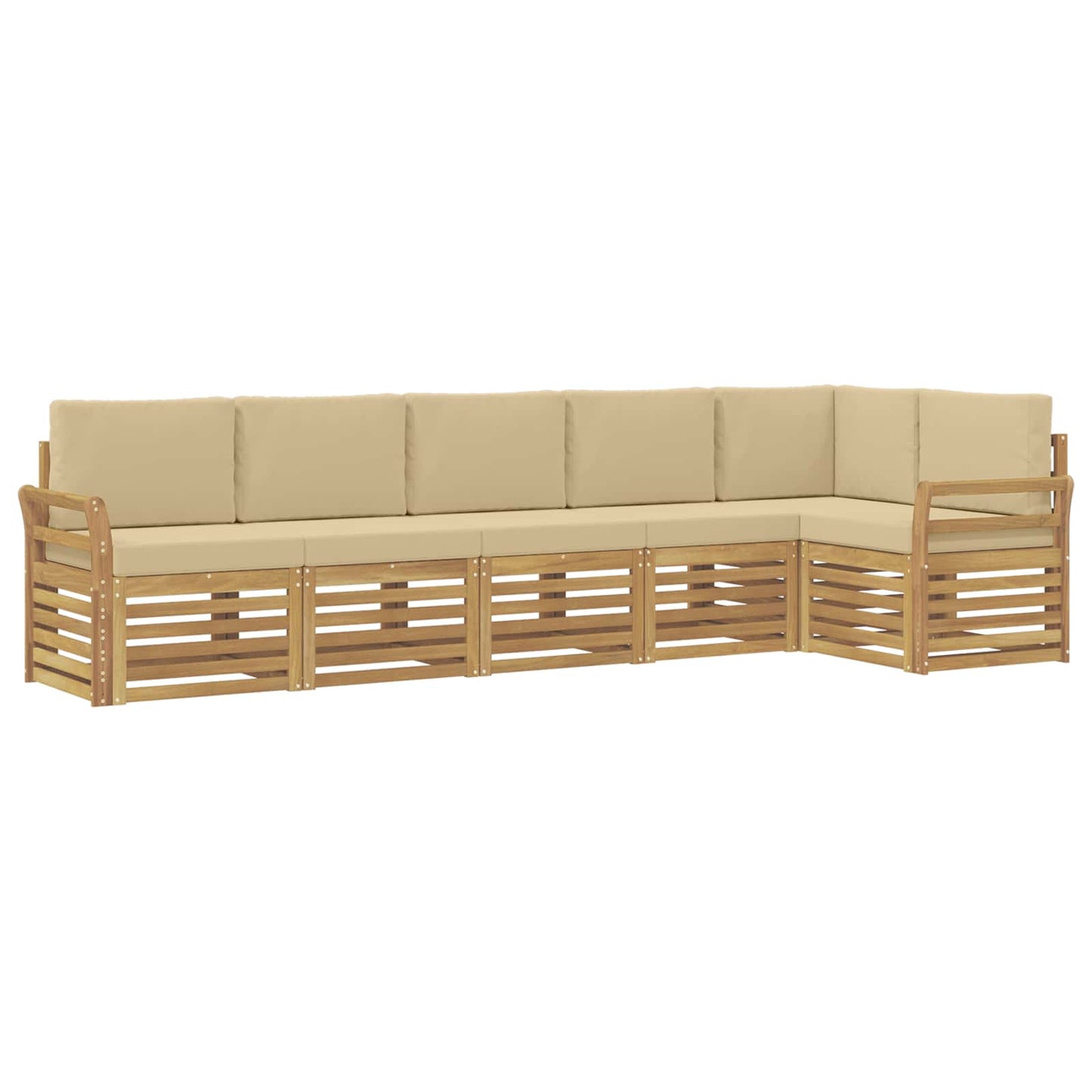 Buiten bankenset 6 pcs Wit en Beige 308 x 130,5 x 73 cm