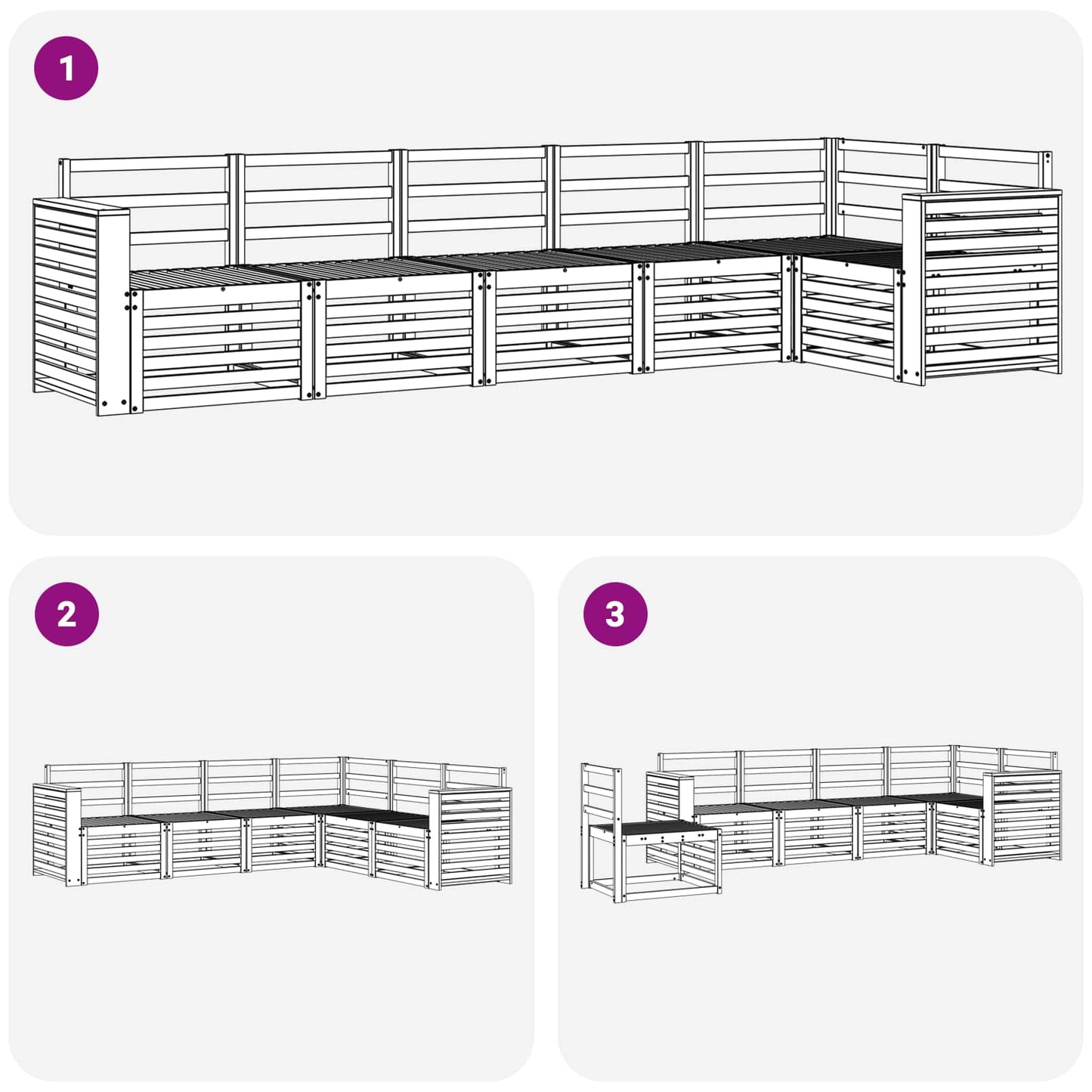 Buiten bankenset 6 pcs Wit 310 x 132,5 x 73 cm