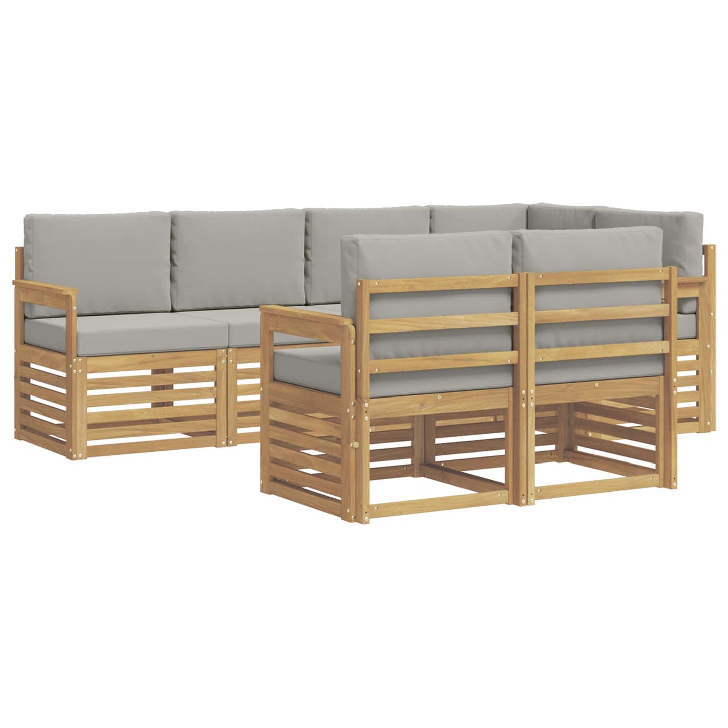 Buiten bankenset 7 pcs Wit en Lichtgrijs 247 x 128,5 x 73 cm