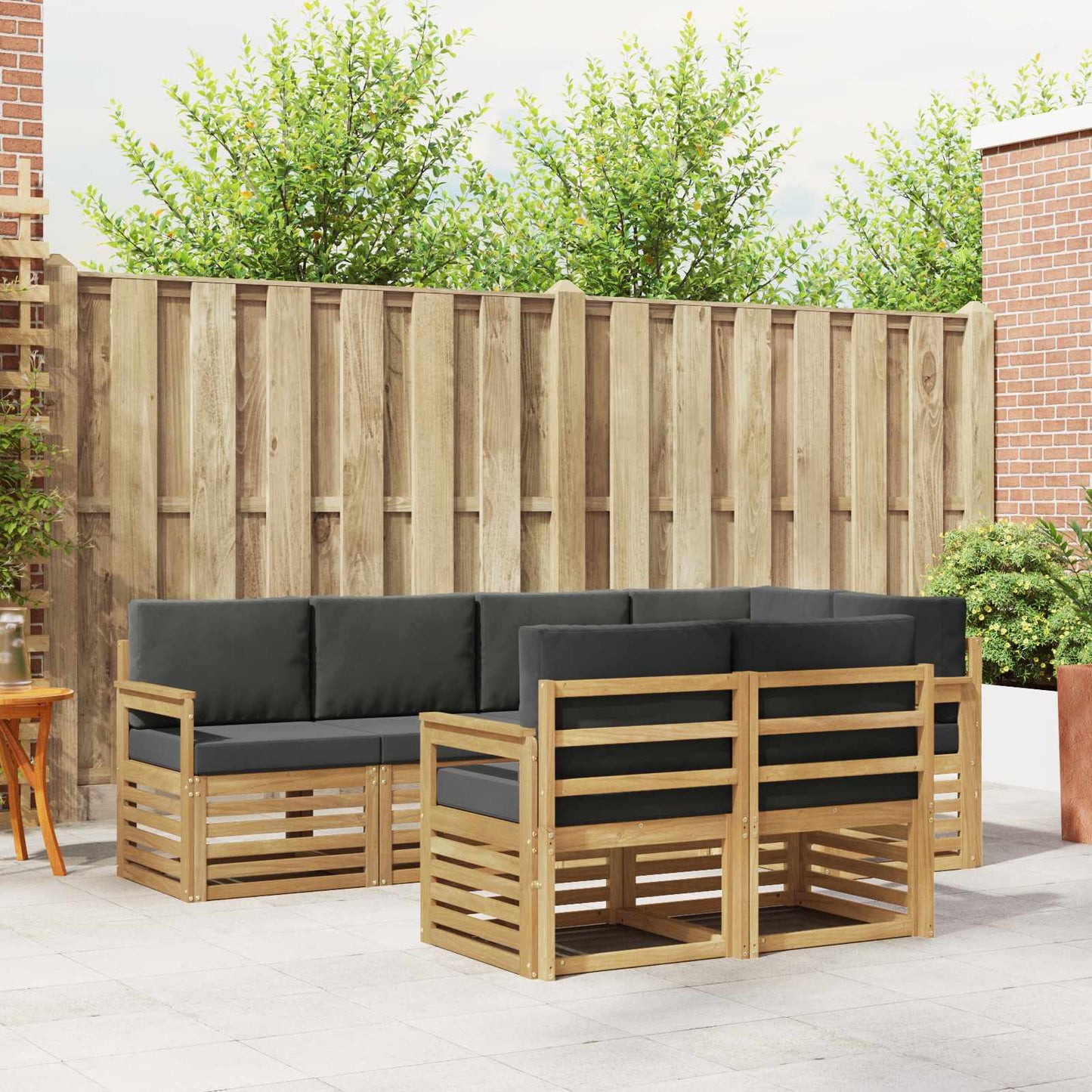 Buiten bankenset 7 pcs Wit en antracietkleurig