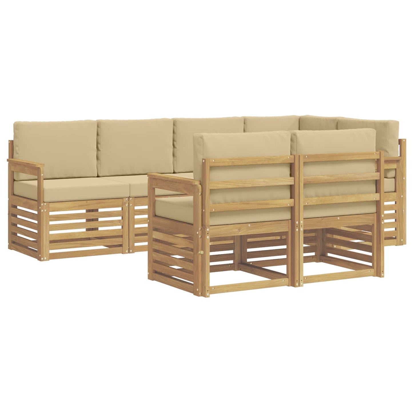 Buiten bankenset 7 pcs Wit en Beige 247 x 128,5 x 73 cm