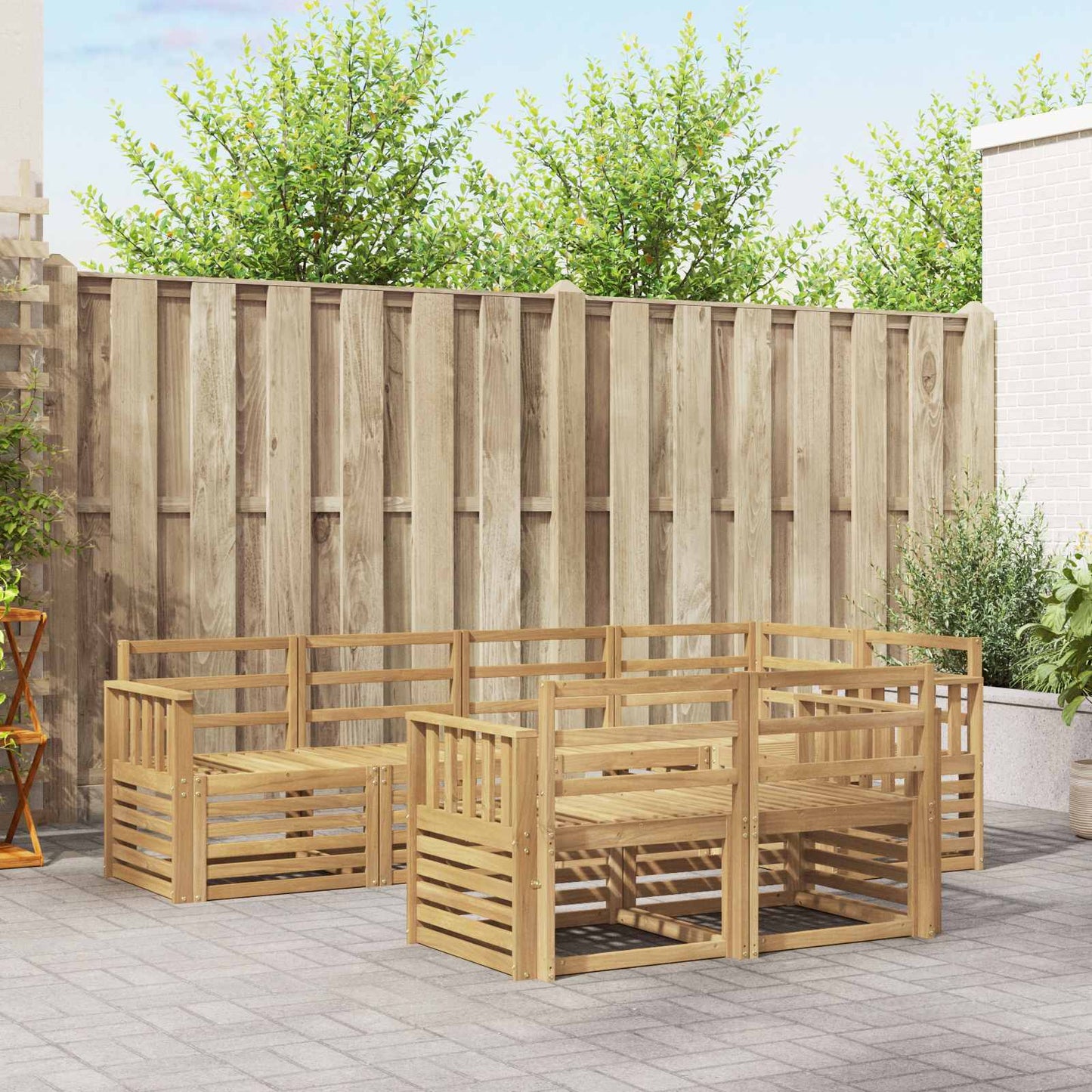 Buiten bankenset 7 pcs Wit 247 x 128,5 x 73 cm