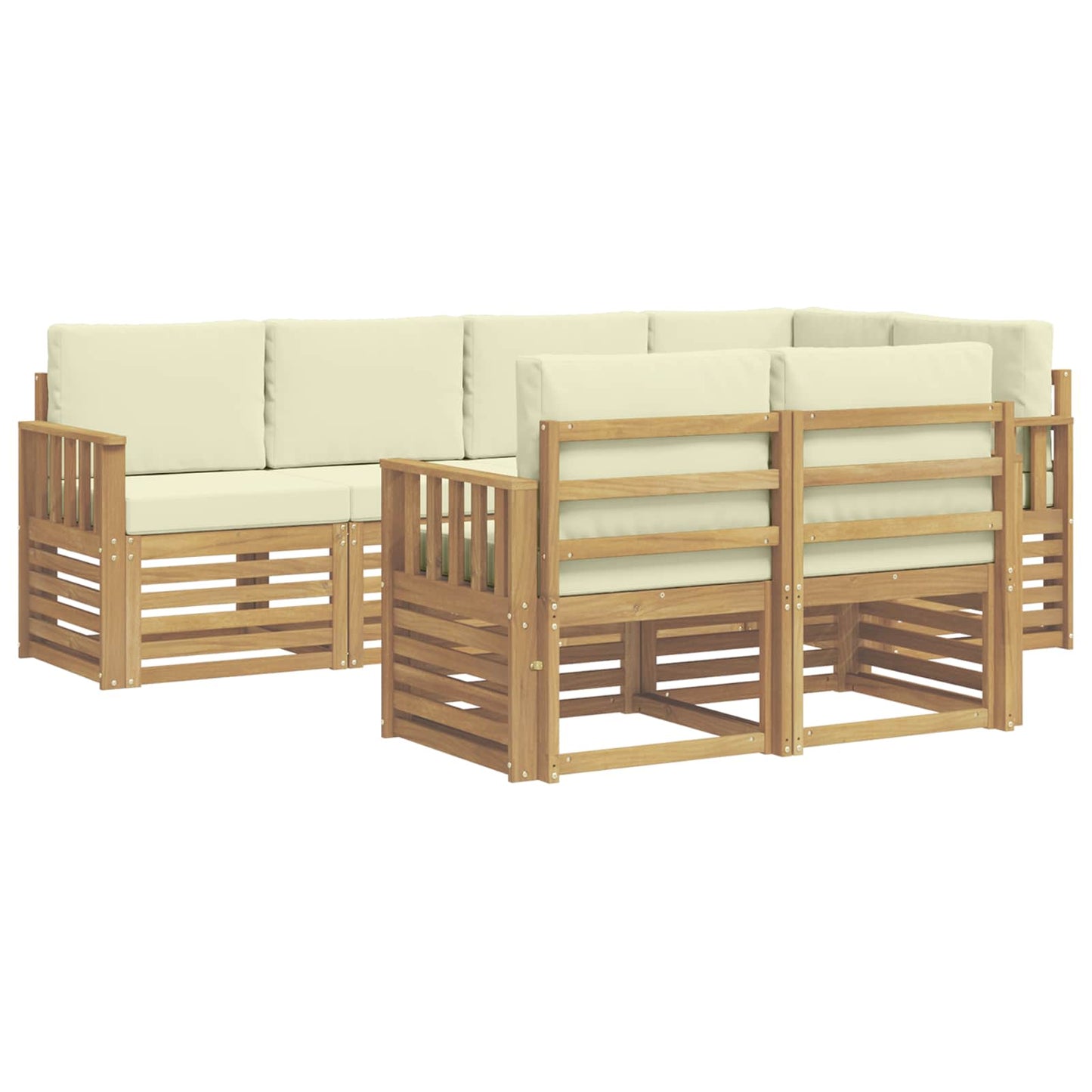 Buiten bankenset 7 pcs Wit en crèmekleurig 247 x 128,5 x 73 cm