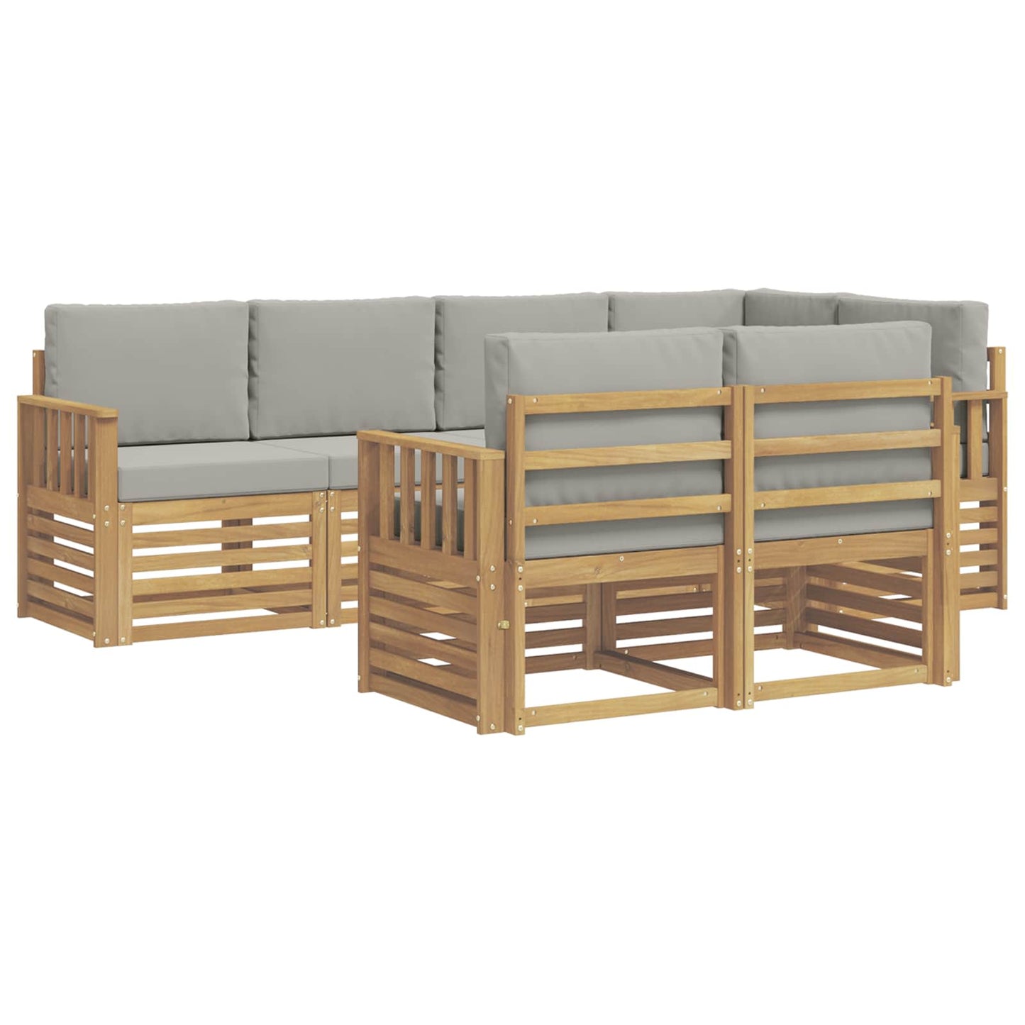 Buiten bankenset 7 pcs Wit en Lichtgrijs 247 x 128,5 x 73 cm
