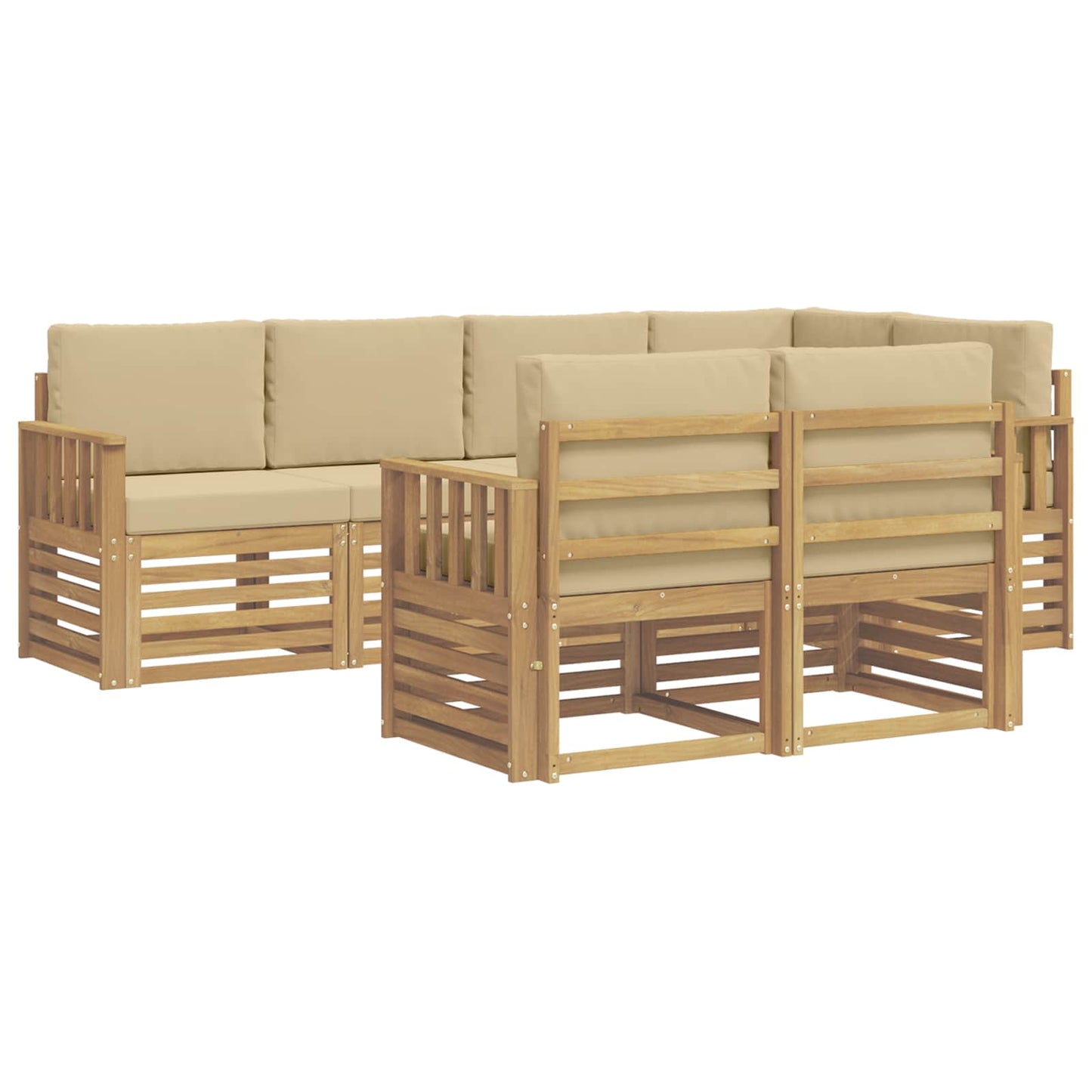 Buiten bankenset 7 pcs Wit en Beige 247 x 128,5 x 73 cm