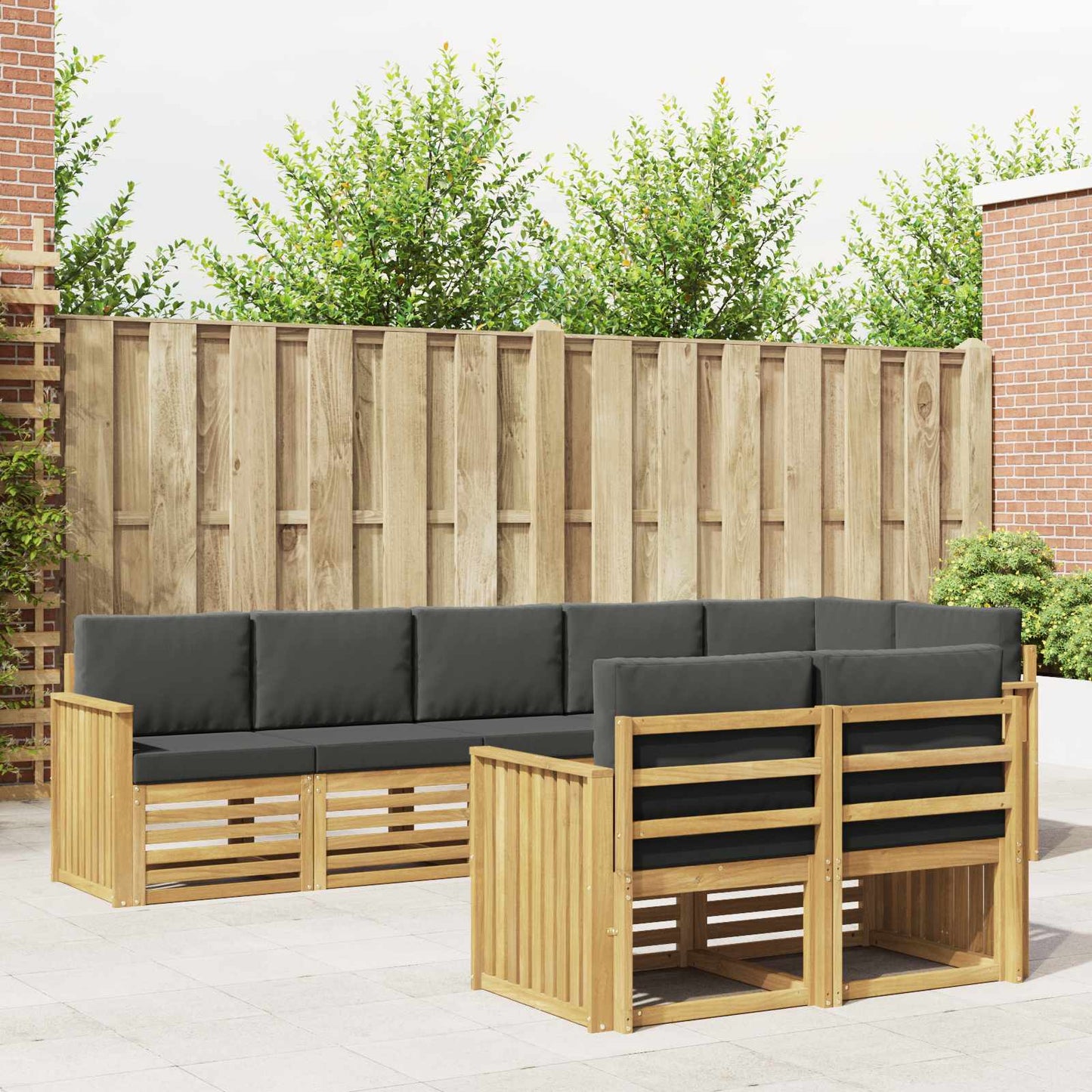 Buiten bankenset 8 pcs Wit en antracietkleurig