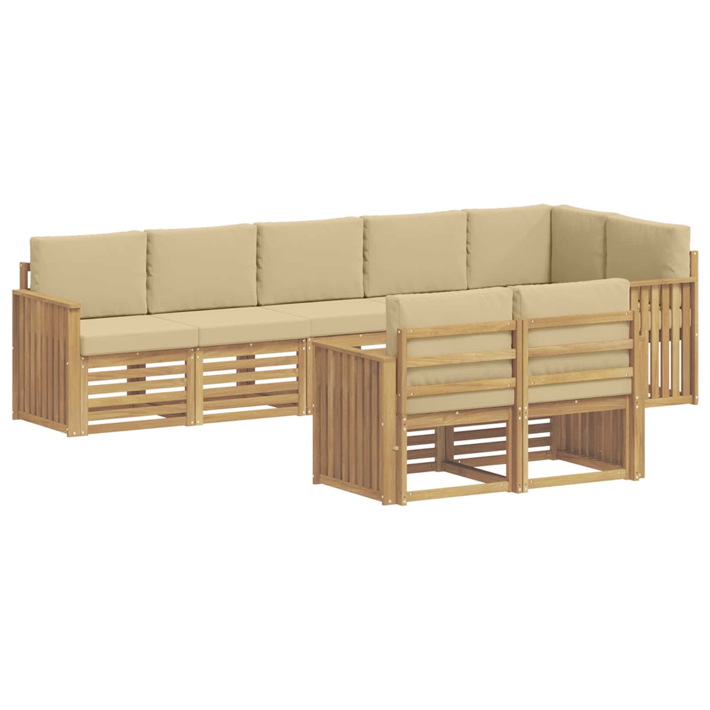 Buiten bankenset 8 pcs Wit en Beige 306 x 128,5 x 73 cm
