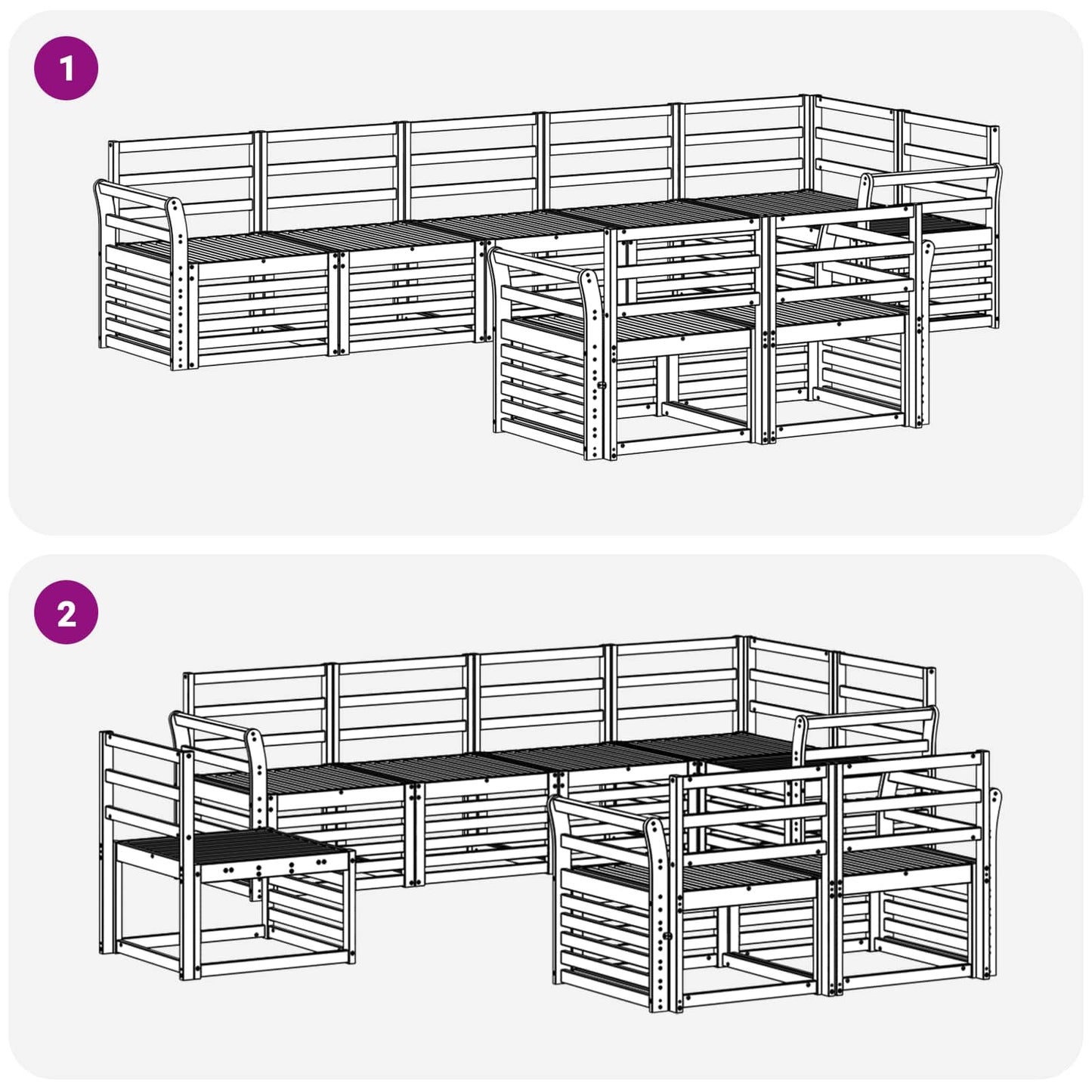 Buiten bankenset 8 pcs Wit 308 x 130,5 x 73 cm