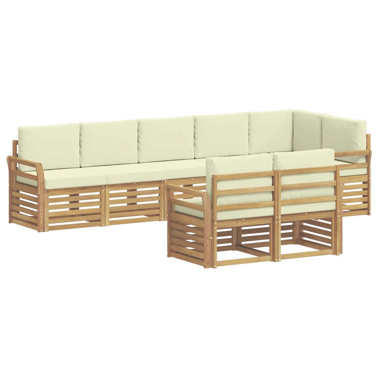 Buiten bankenset 8 pcs Wit en crèmekleurig 308 x 130,5 x 73 cm