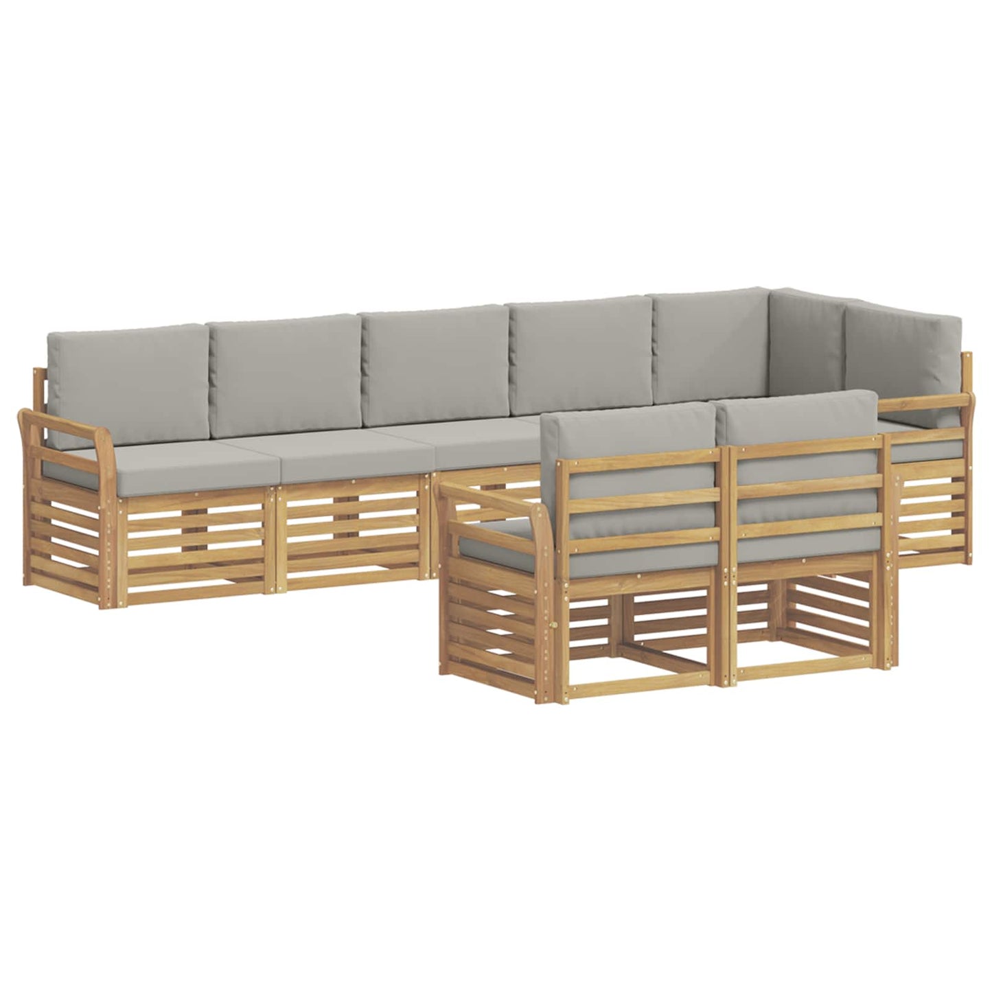 Buiten bankenset 8 pcs Wit en Lichtgrijs 308 x 130,5 x 73 cm