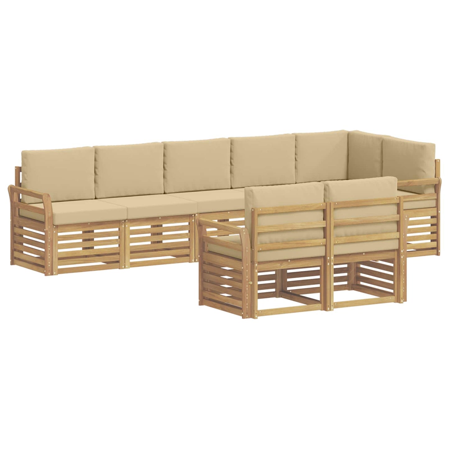 Buiten bankenset 8 pcs Wit en Beige 308 x 130,5 x 73 cm