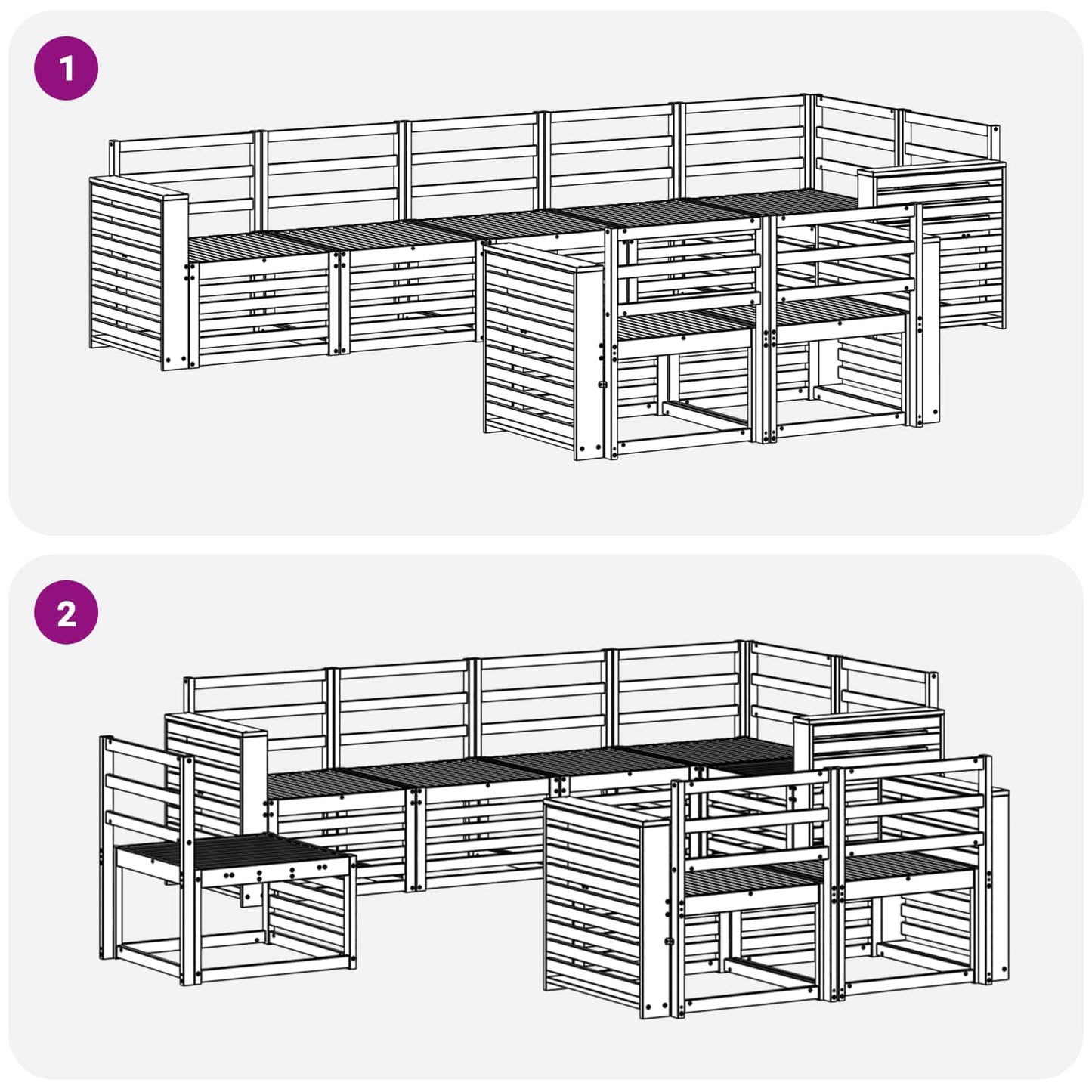 Buiten bankenset 8 pcs Wit 310 x 132,5 x 73 cm